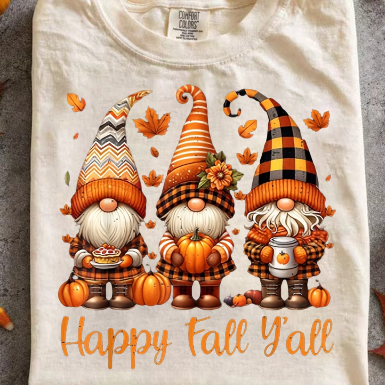 TEMU [multicolored T-shirt] Happy Fall Y All Gnome Pumpkin Autumn Thanksgiving Men Women T Shirt[cool Design] Street Trending Style Women S Tee