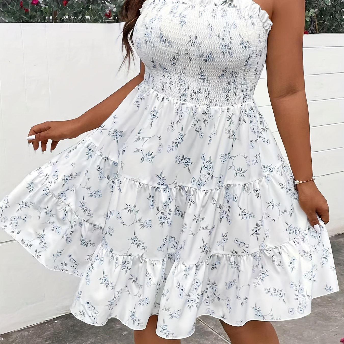 Plus Size Women' Floral Sweet Elegant Cami Dress Yz168