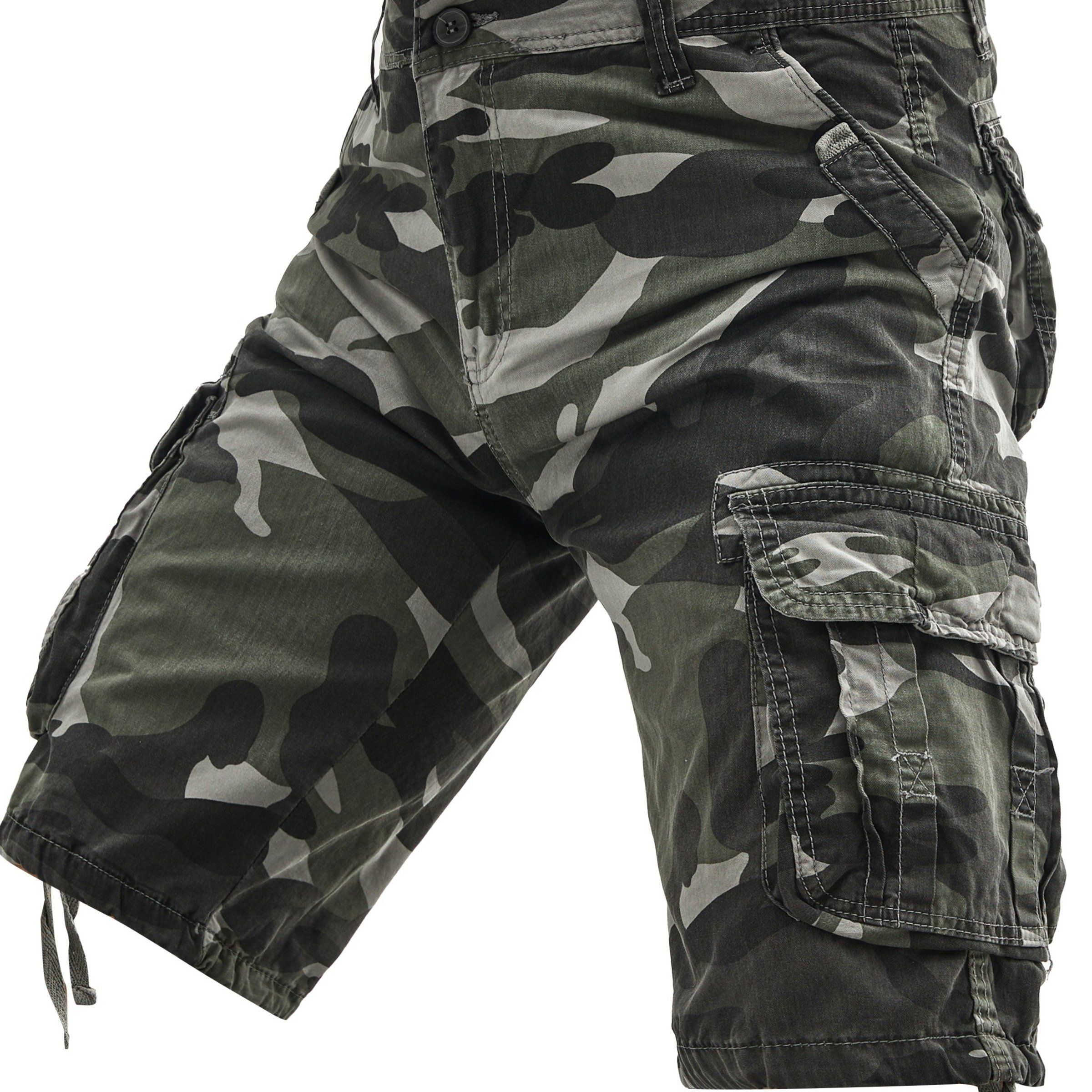 Summer Men's Camouflage Shorts, Pure Cotton, Washed