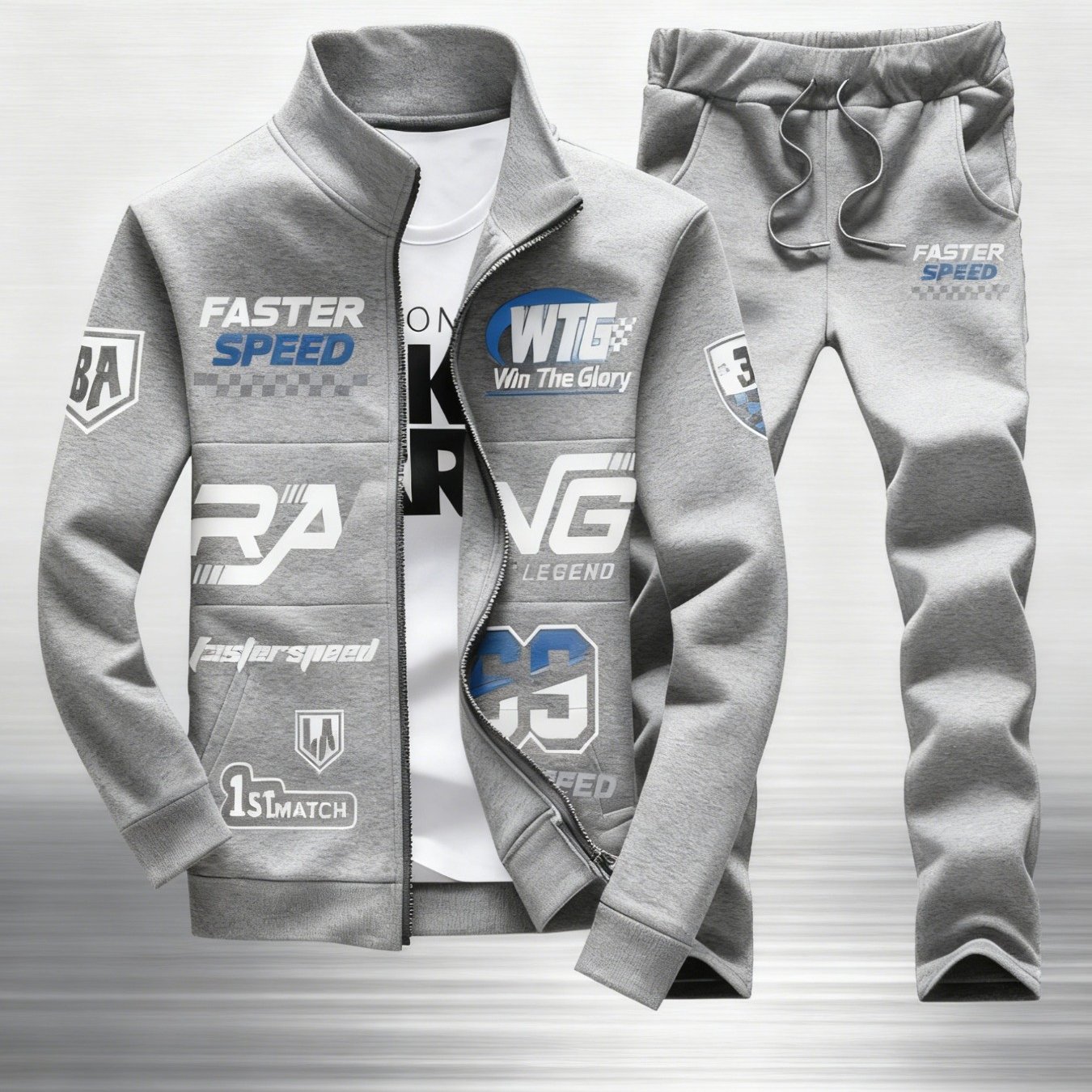Image of Men'-piece Fashion Suit | New For Autumn And Winter, Soft And Comfortable, Suitable For Daily Leisure And Sports Wear, Geometric Pattern, Slightly Elastic Fabric