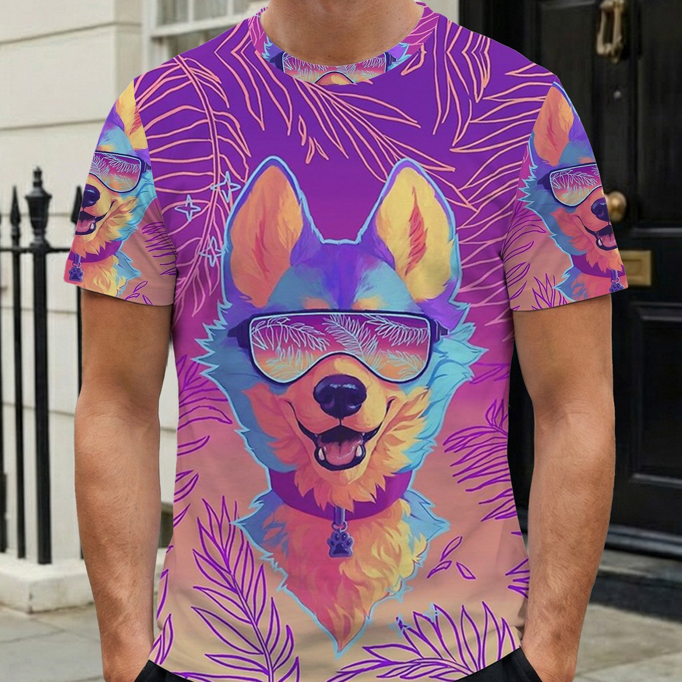 TEMU [printed Design Not Textured] Men's T-shirt Sparkle Dog Furry Merch Breathable Breathable Summer Shirt For Gym Halloween Parties Men's Cloth