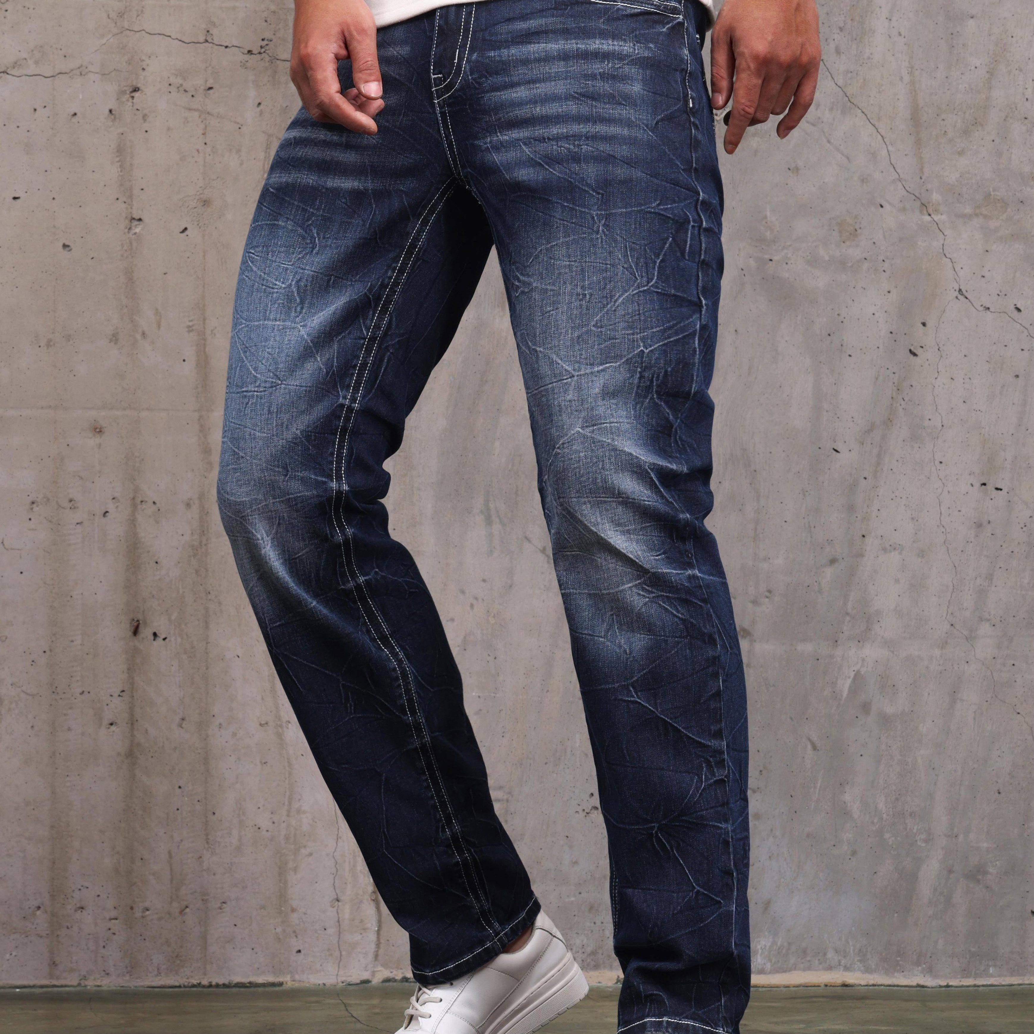 Men's Dark Washed Stretch Slim Jeans