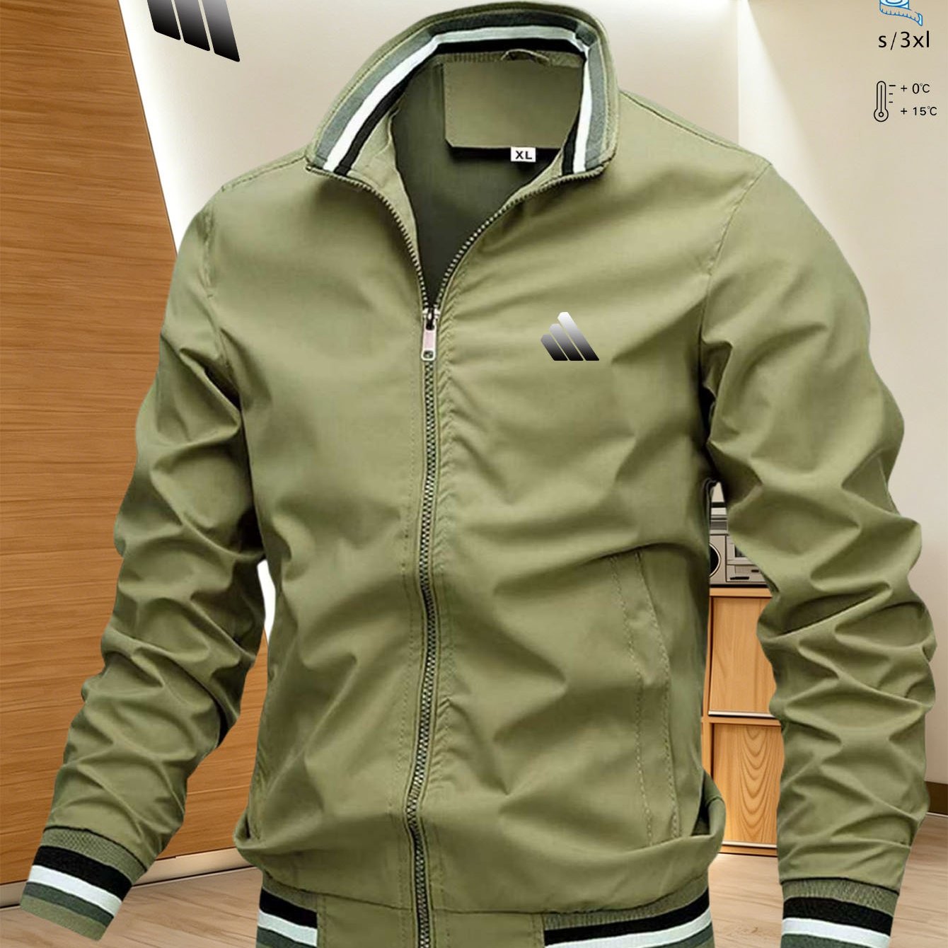 TEMU Spring -style Men's Collar Sporty Casual Jacket, Multi-pocket Lightweight Windproof Coat, Innovative Brand Logo Elements, Camping, Fishing,