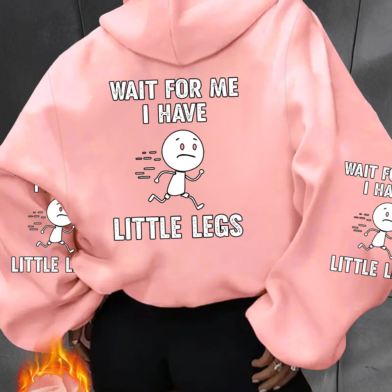 TEMU Women's Spring Fashion Hoodie, Fun Cartoon Print With " I Have Little Legs" Text, Stylish Casual Sexy, 100% Fabric, Suitable For Spring Summer