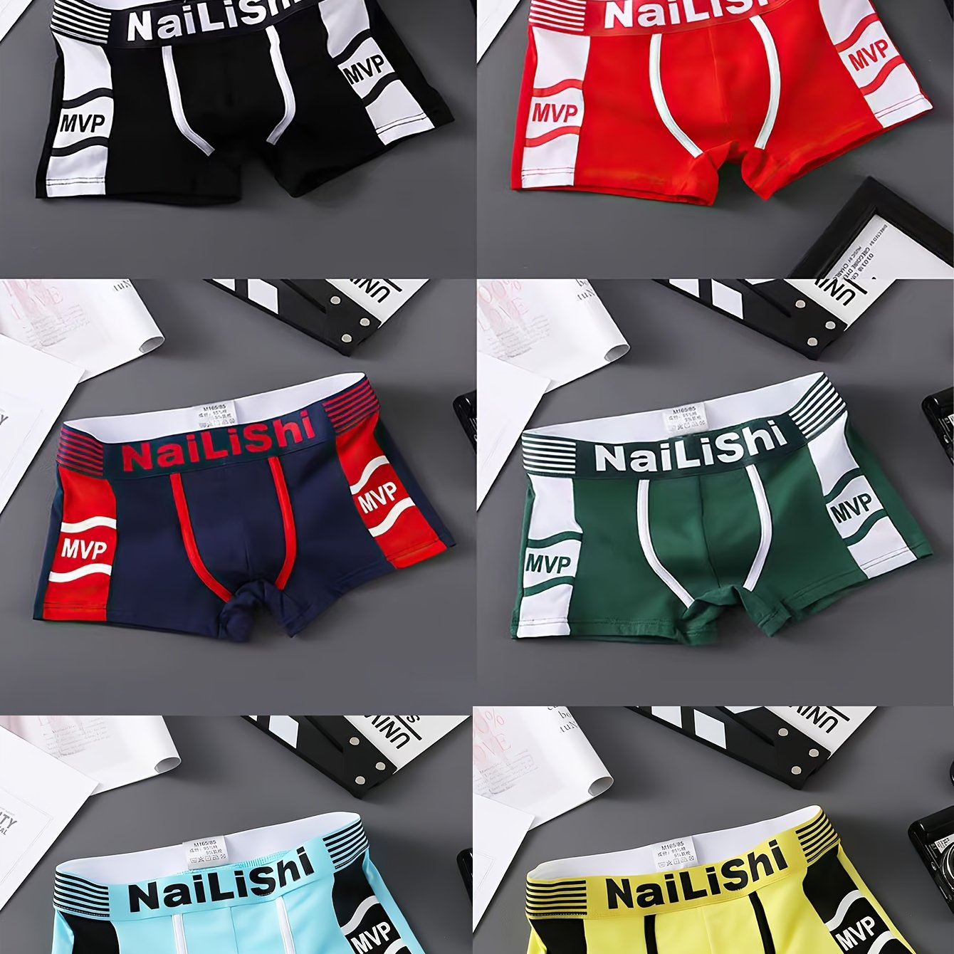 Image of Of Men's Underwear Fashionable Letters Trendy Personalized Boxer Shorts Breathable Comfortable Young Men's Sports Boxers