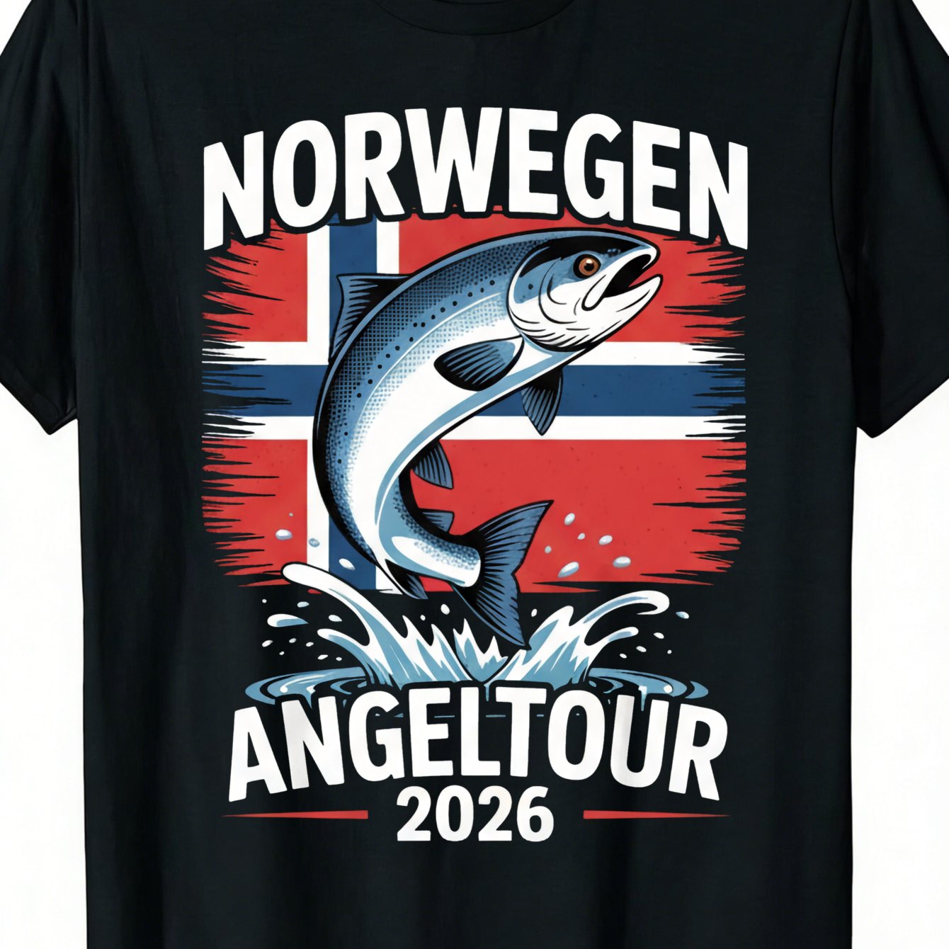 Image of Plus Size Unisex T-shirt Norway Fishing Tour 2026| And , 100, Casual Fashionable Wear, Crew Neck, Regular Fit, , Print Pattern, Plus Size
