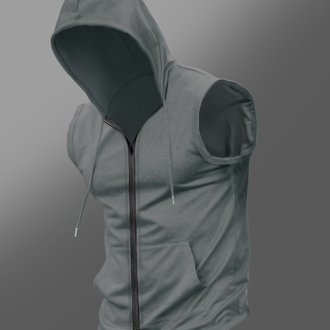 TEMU Fashionable Trendy Sports Hooded Vest, Men's Sleeveless Vest, Men's Sleeveless Zip-up Vest, Combining Fitness And Street Casual Styles