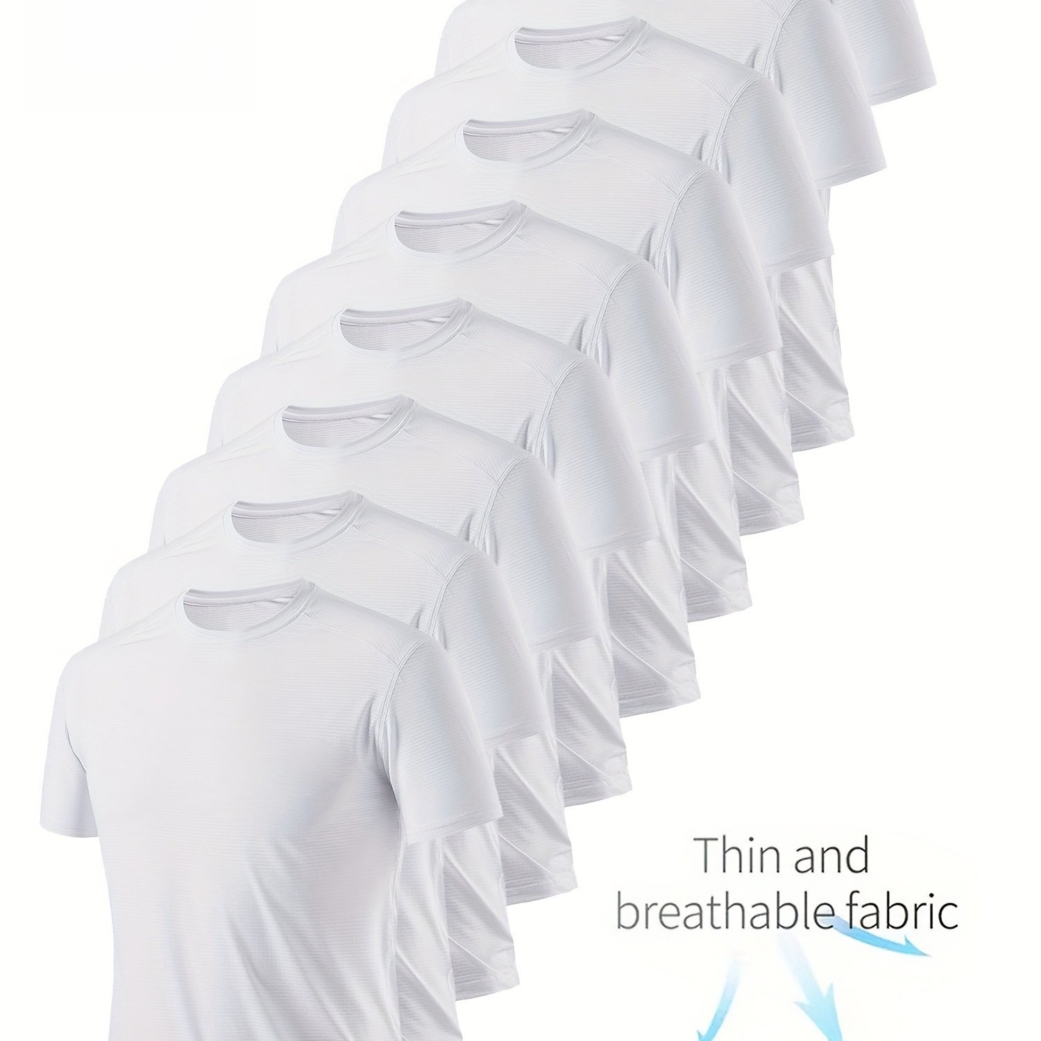 TEMU 9pcs Men' Color Short Sleeved T-shirt, Lightweight And Comfortable Summer Outdoor Sportswear, Suitable For Gym Exercise, Sports Style, Sports Occasions, Regular Style, Spring/ Summer/ Autumn