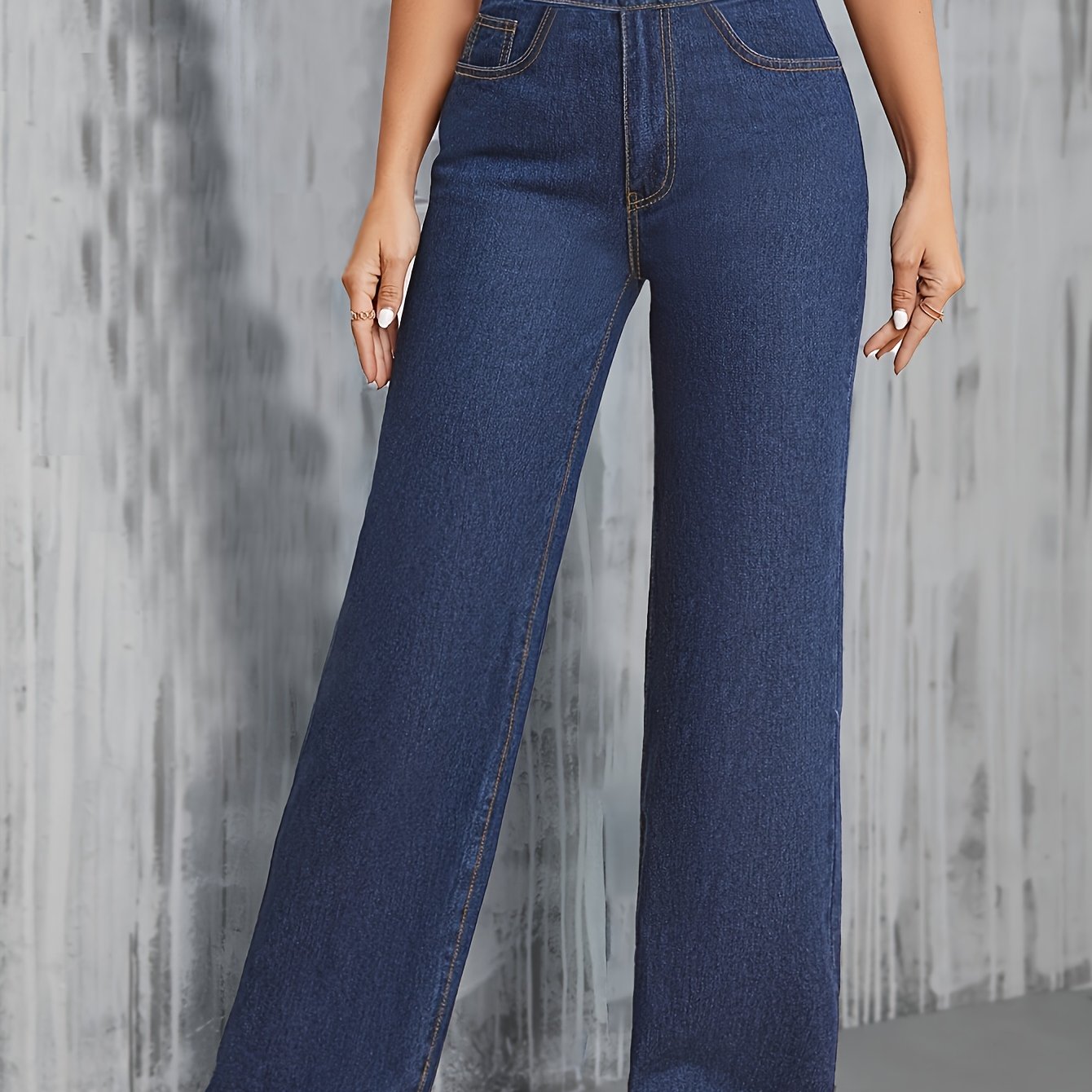 Women's High-waisted Straight-leg Stretch Jeans - Washed Blue Denim Pants With & Tapered Leg, For Office, Travel, Casual Wear - Classic Elegant Washed Jeans ( Clean)