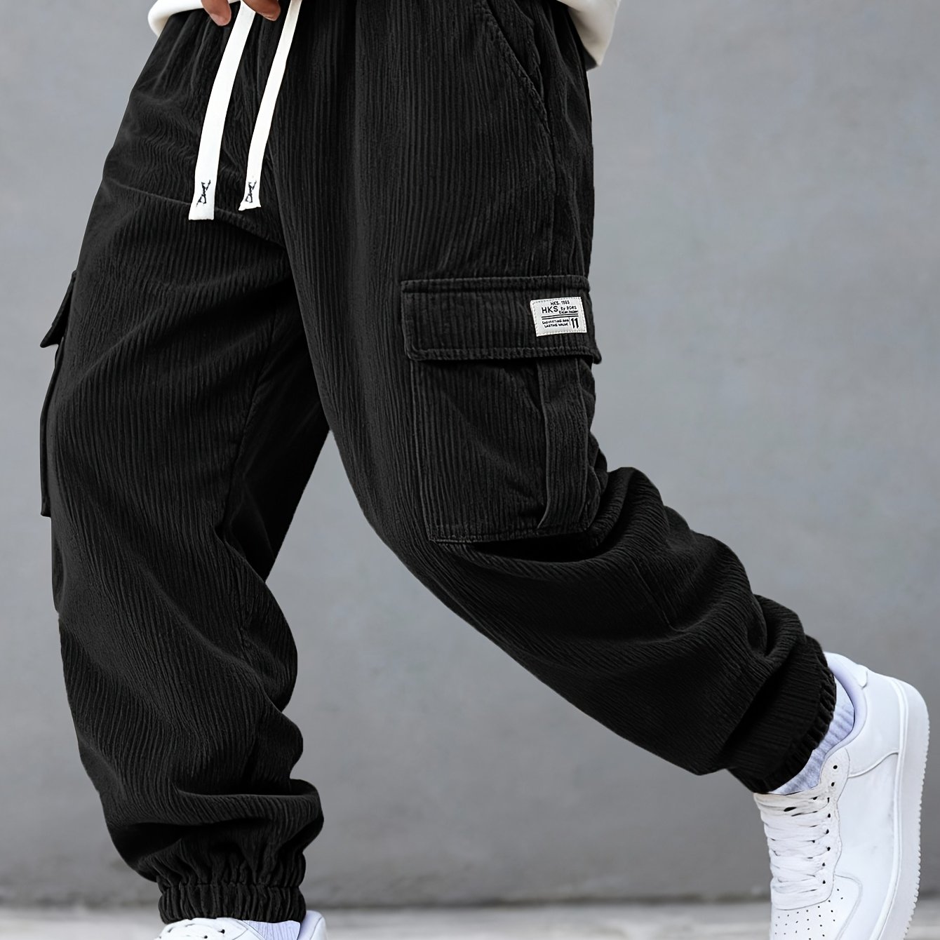 TEMU Stile Drip-Pantaloni da lavoro in velluto a da - Con design multi-tasche, stile casual, vestibilit� e coulisse in vita - Disponibili in colori,