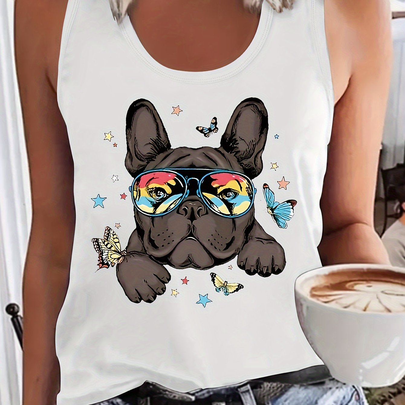 TEMU Graphic Print Tank Top, Sleeveless Casual Top For Summer & Spring, Women's Clothing