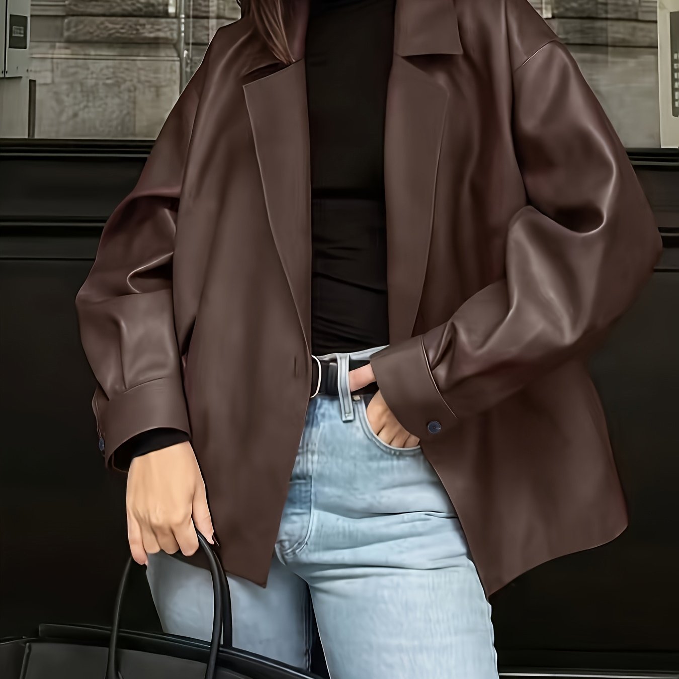 TEMU Autumn And Spring Retro Wide Shoulder Loose Fit Blazer Jacket
