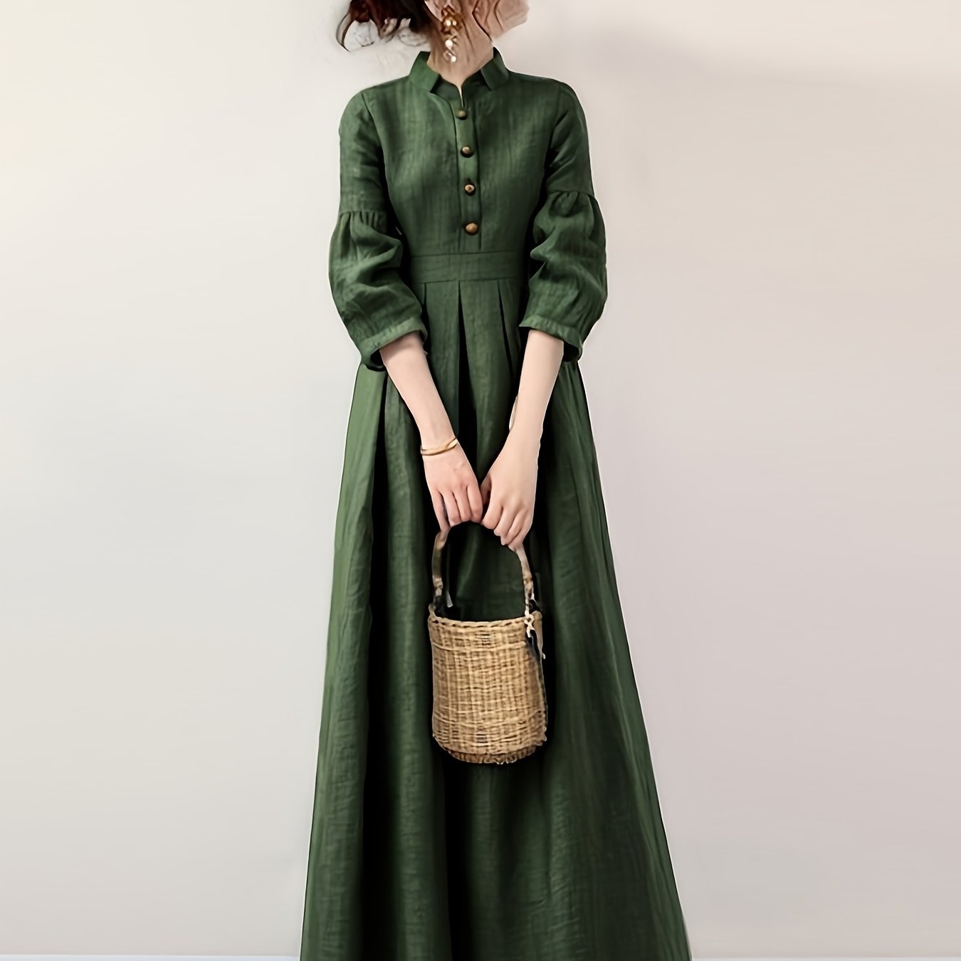 TEMU Women's Dresses Long Sleeve Dresses Pleated Dresses Smart Casual A-line Dresses