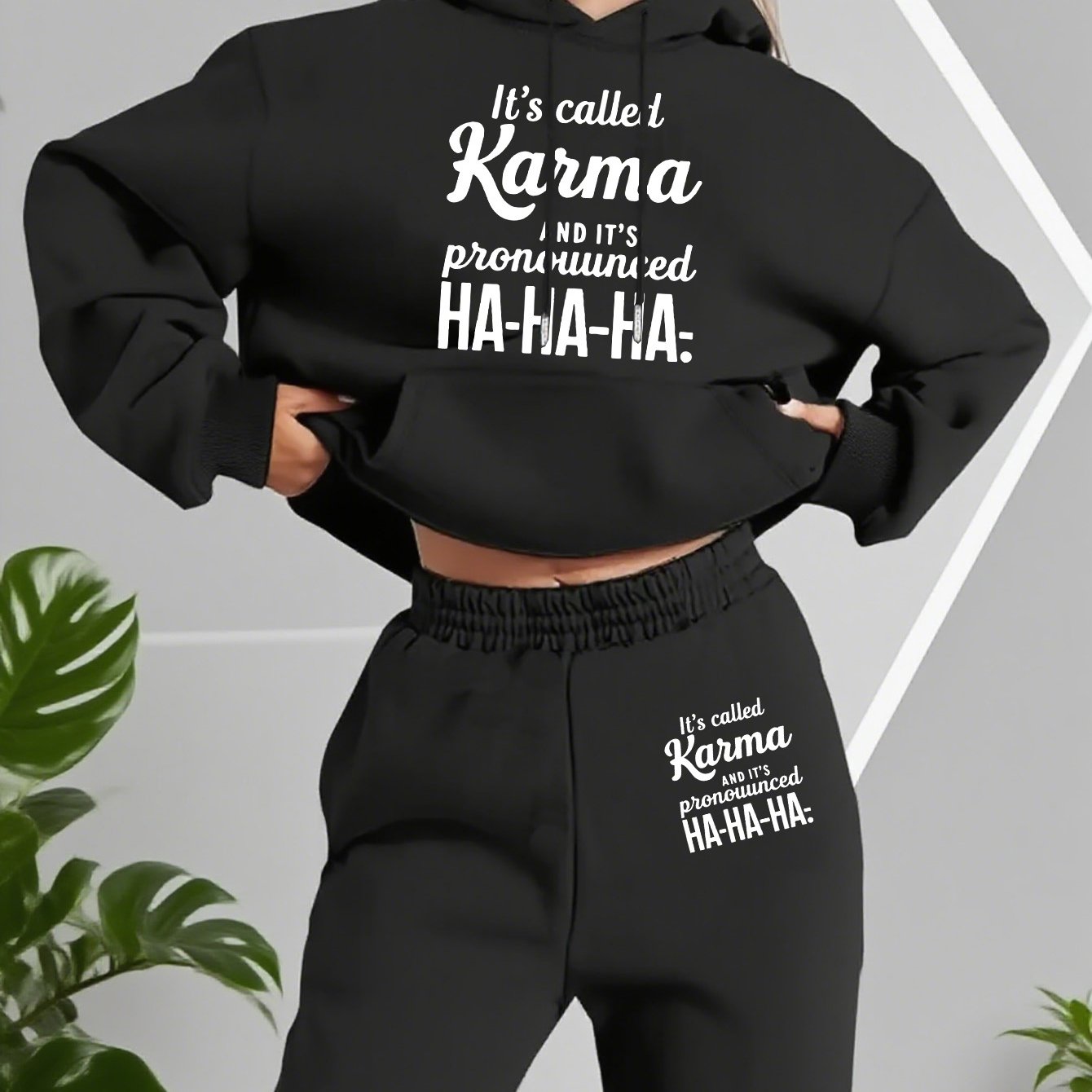 TEMU Women's Winter Hoodie Set With A Fashionable And Versatile Design, Featuring A Pocket For Casual Wear