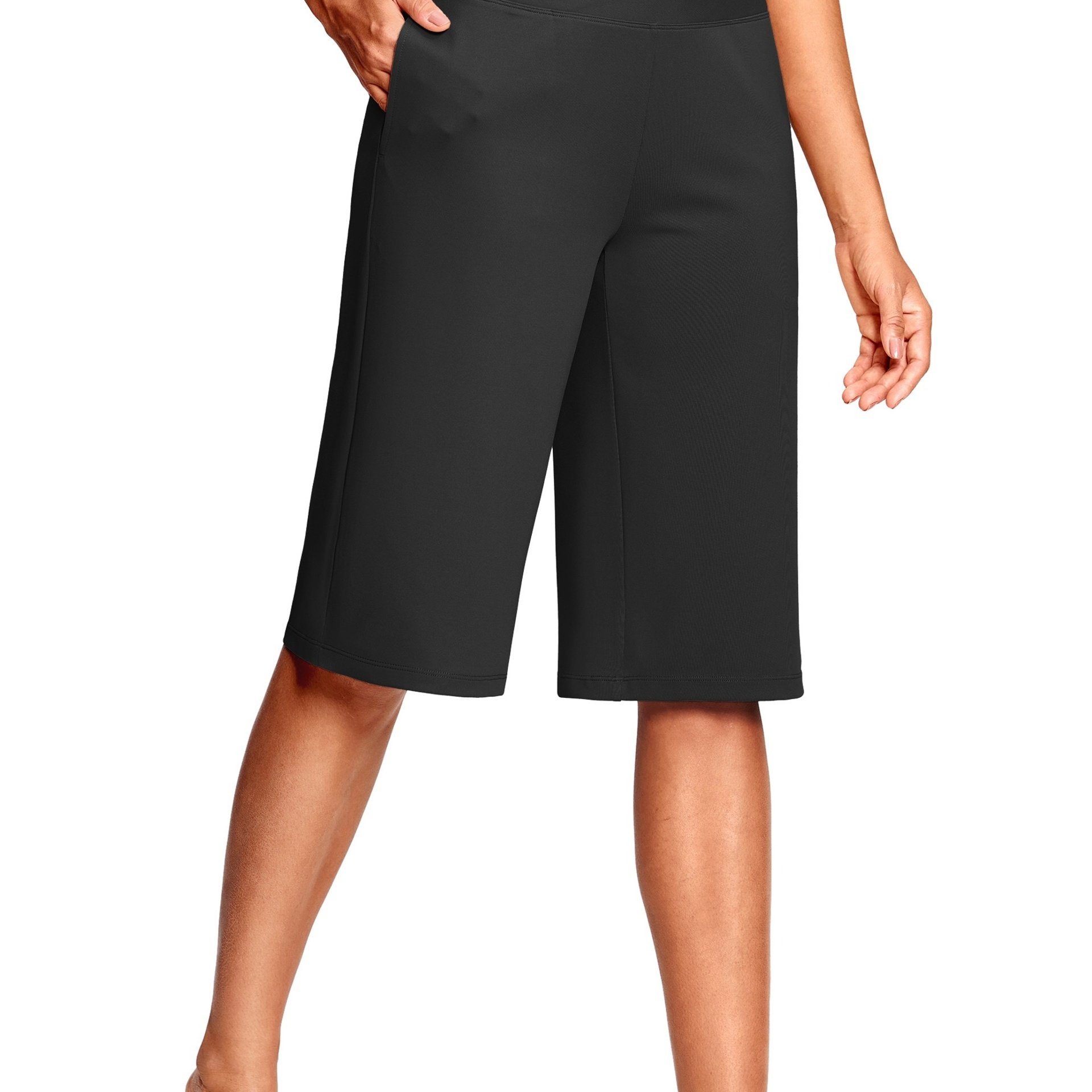 Image of 15" Capri Pants For Women Wide Leg Crossover Women's Pant High Waisted With Pockets Dressy Casual