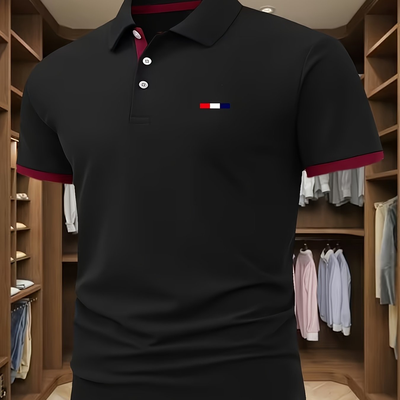 TEMU [ Day Edition]summer Men'-color Red And White Printed Shirt, With A Color-, Slightly , Offering High-end Outdoor. A Stylish And Casual Men's