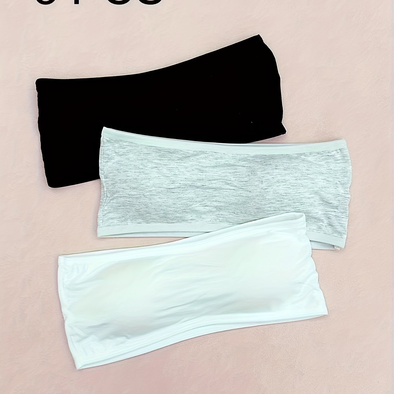 3pcs Off-the-shoulder Strapless Camisole Lingerie With Back Support And Padded Inserts, Suitable 15-17, For Teenager