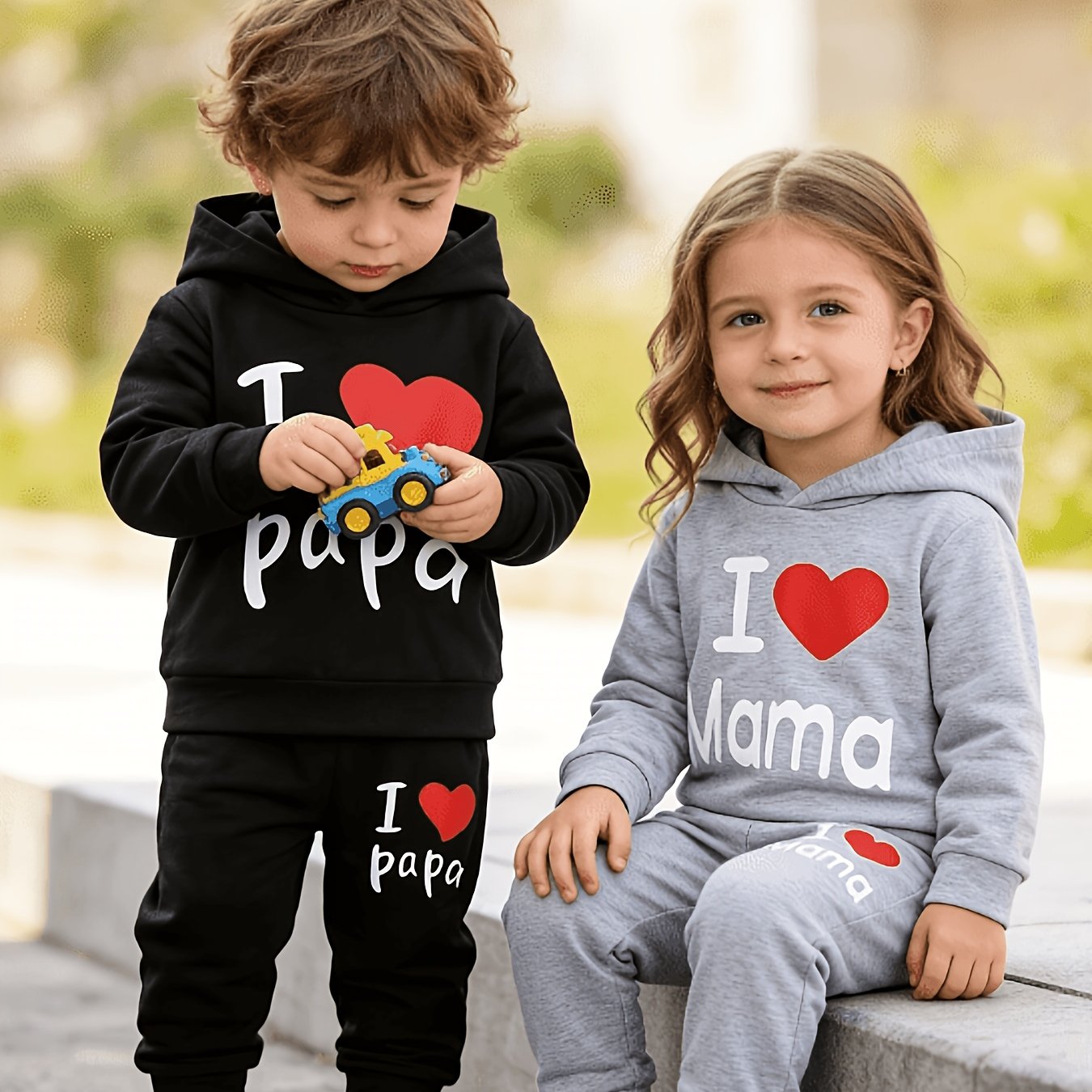 Image of 4pcs Boys Suit "i Love Mom" And "" Letter Casual Long Sleeve And Casual Trousers Set, Thanksgiving, As A Gift