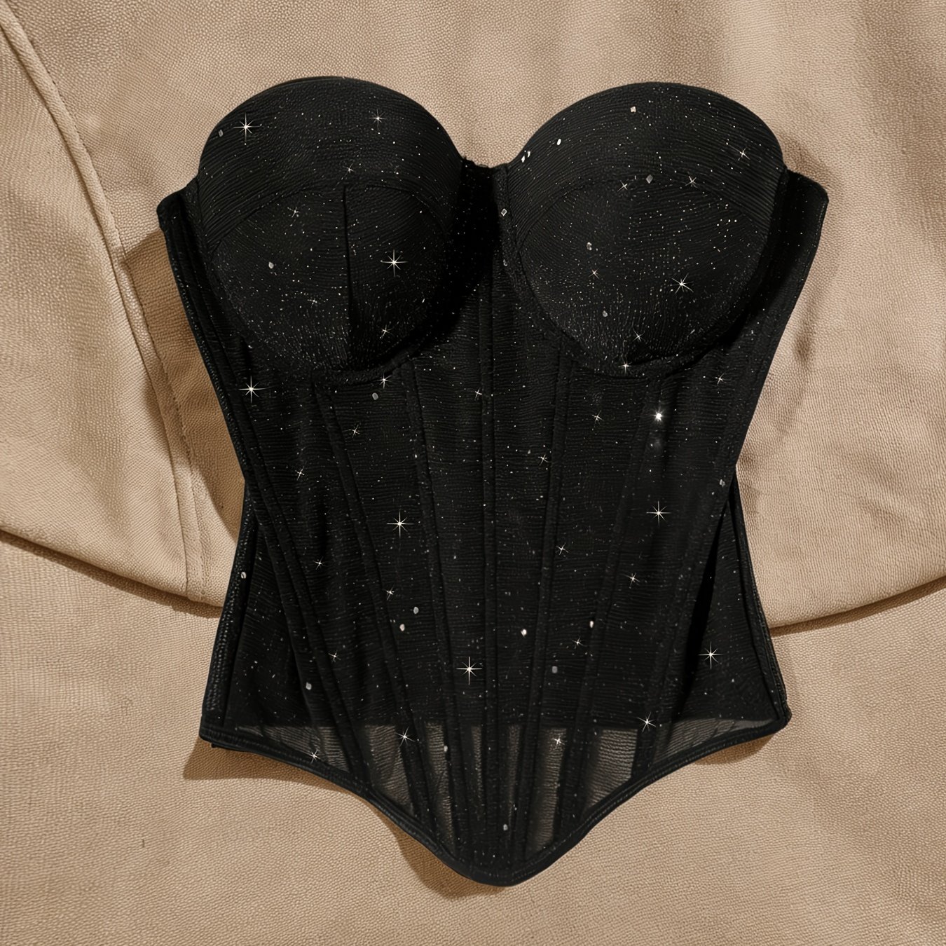 TEMU Women's Elegant Bustier, /summer Vest, Y2k Sparkly Sequin Boned Bustier With Back Row Of Buttons, Short Bodycon Top Suitable For Valentine's Day