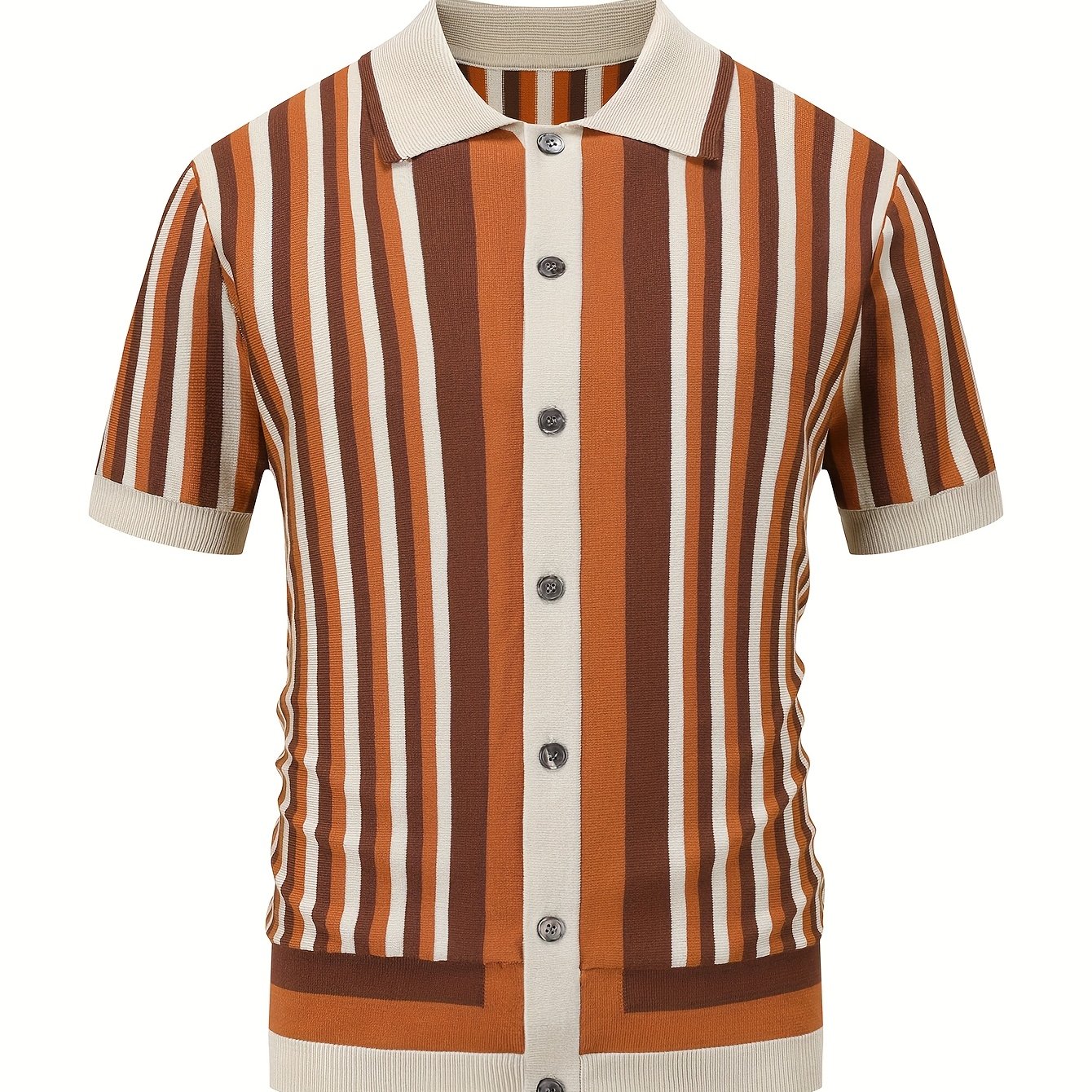 Men's Striped Knit Shirt, Cool Y Knit Business Casual