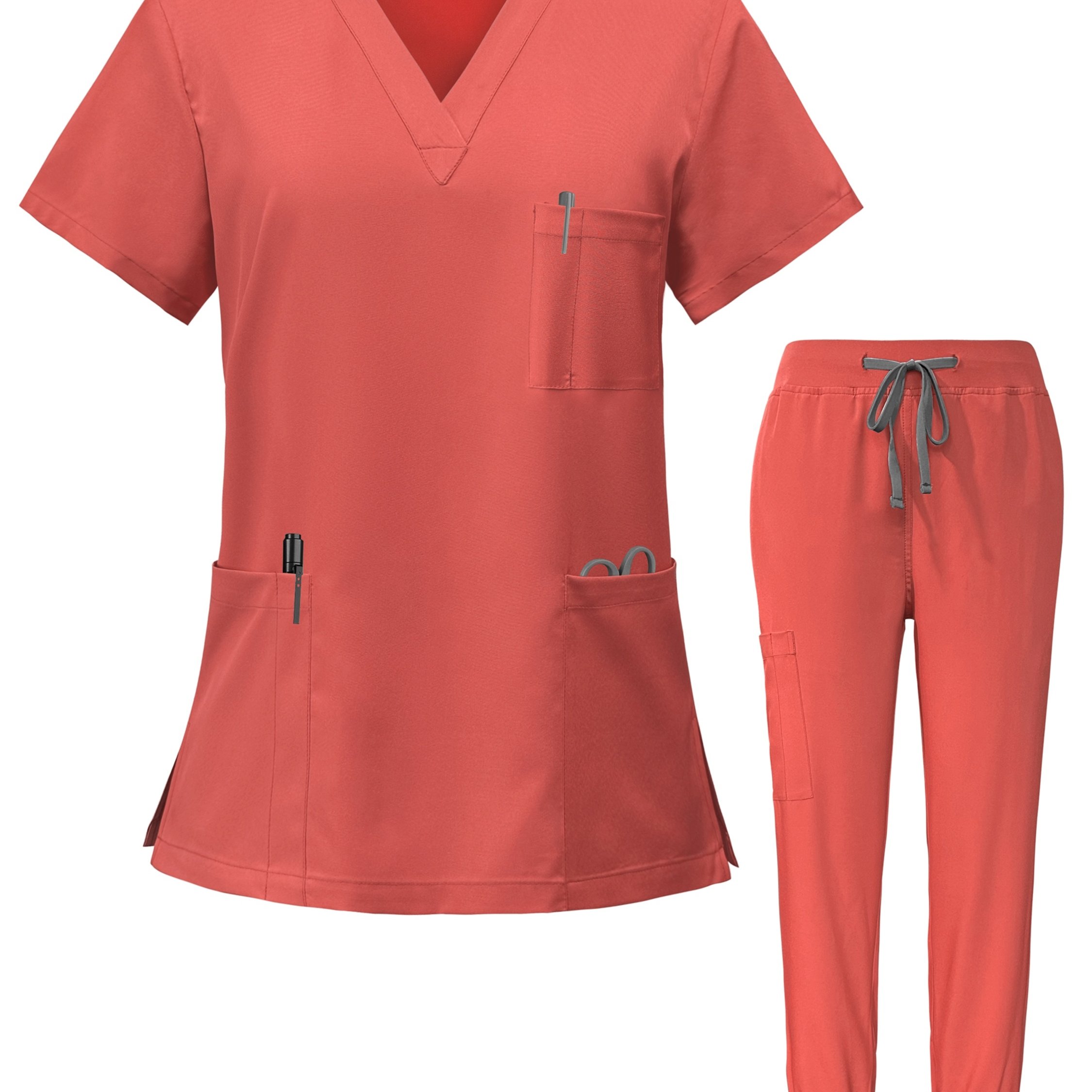 TEMU Lots de blouses médicales pour infirmières, haut à col en V et pantalon de jogging, tenues chirurgicales, blouses pour dentistes, combinaison