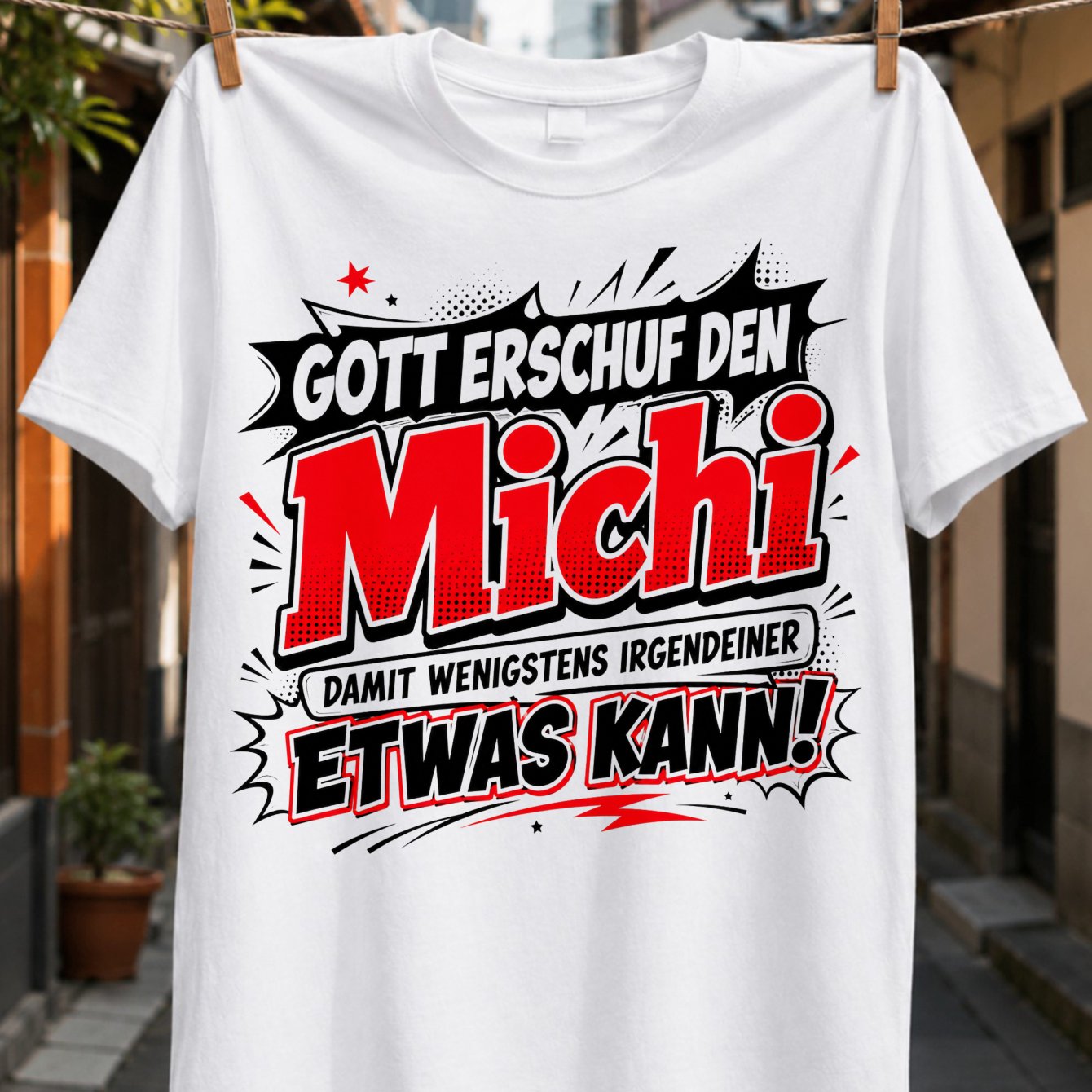 Gott Erschuf Den German Joke In Comic Styling With Oversized Red Name And Halftone Accents Printed Design Unisex All T-shirt