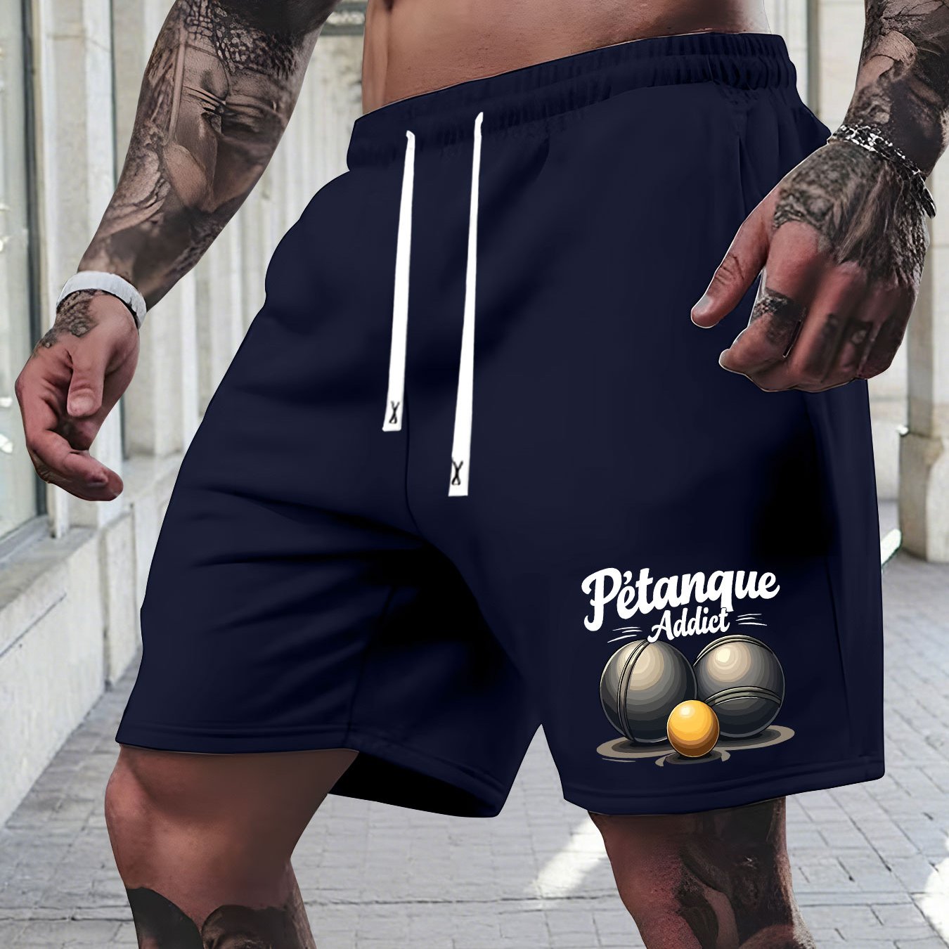 TEMU Shorts d'été élégants pour hommes avec de pétanque, cordon de serrage pour un look décontracté, idéal pour le fitness à ou