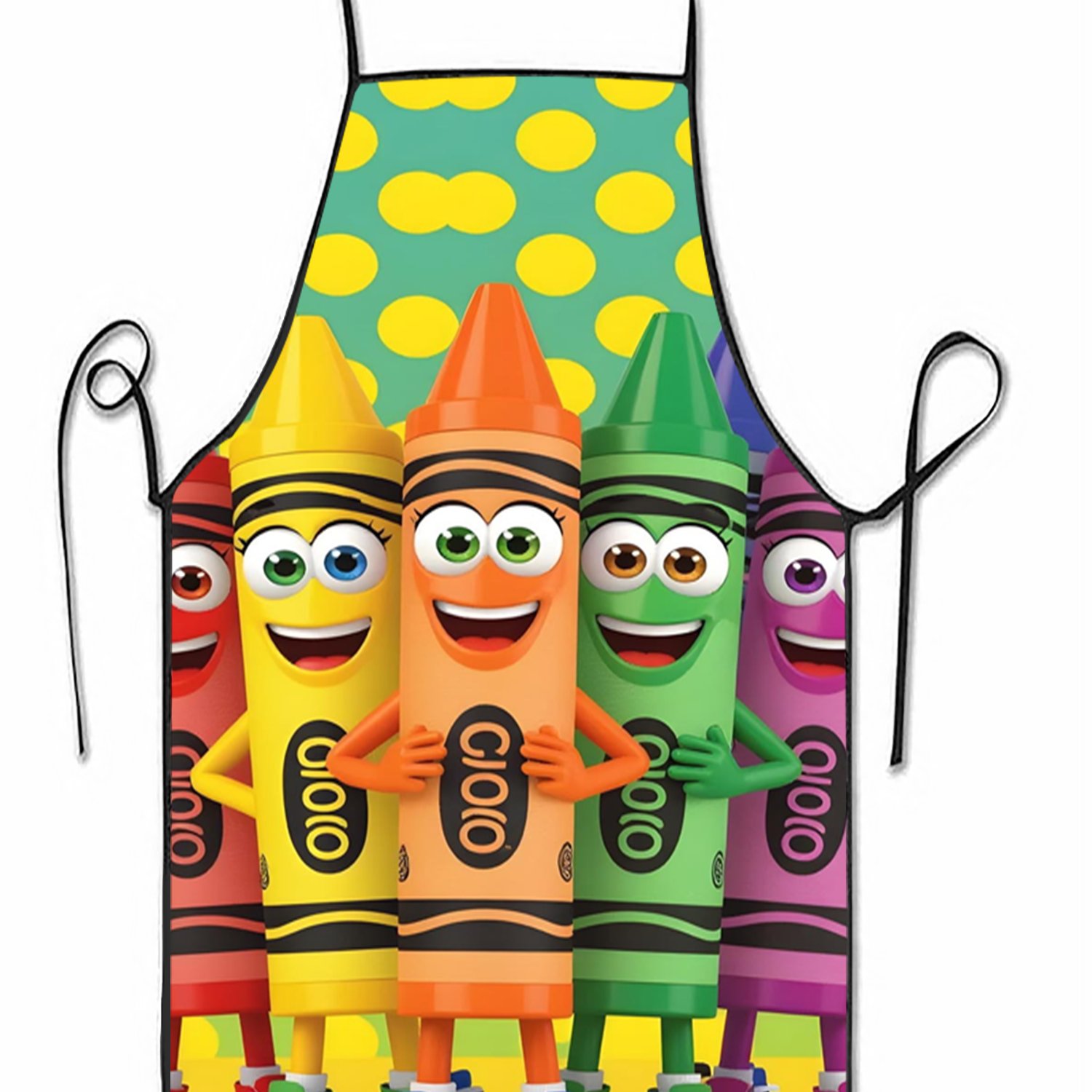 TEMU 1pc Colorful Crayons With Shoes Pattern, Printed Sleeveless Polyester Apron, Unisex For Home Use, Household Kitchen Baking Work Apron, Best Gift