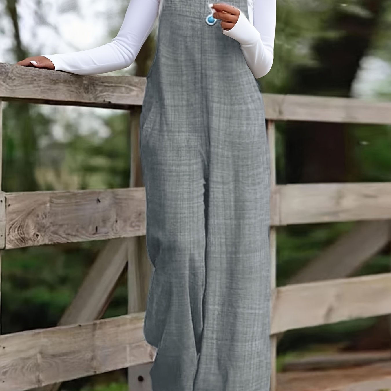 Women's Casual Sleeveless Jumpsuit For Summer, Adjustable Straps, Wide Leg Design And Pockets, Women's Overalls