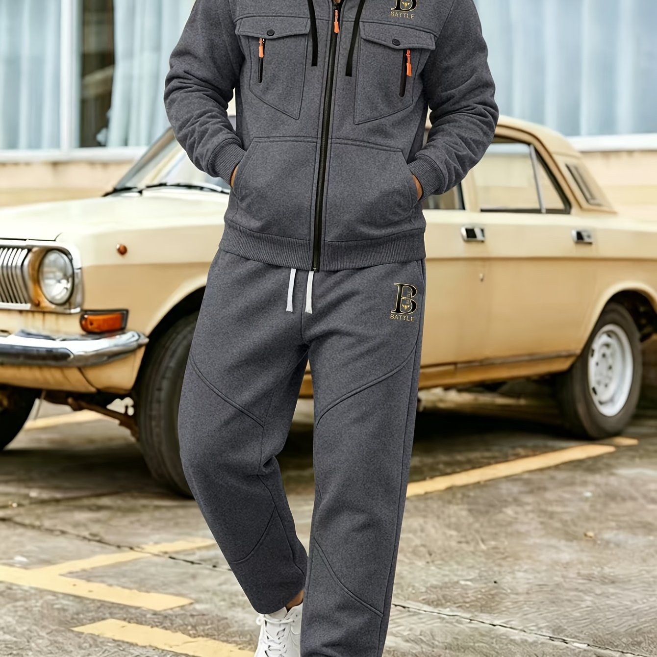 TEMU Cross-border Latest Men's Outdoor Casual Sports Hooded Set