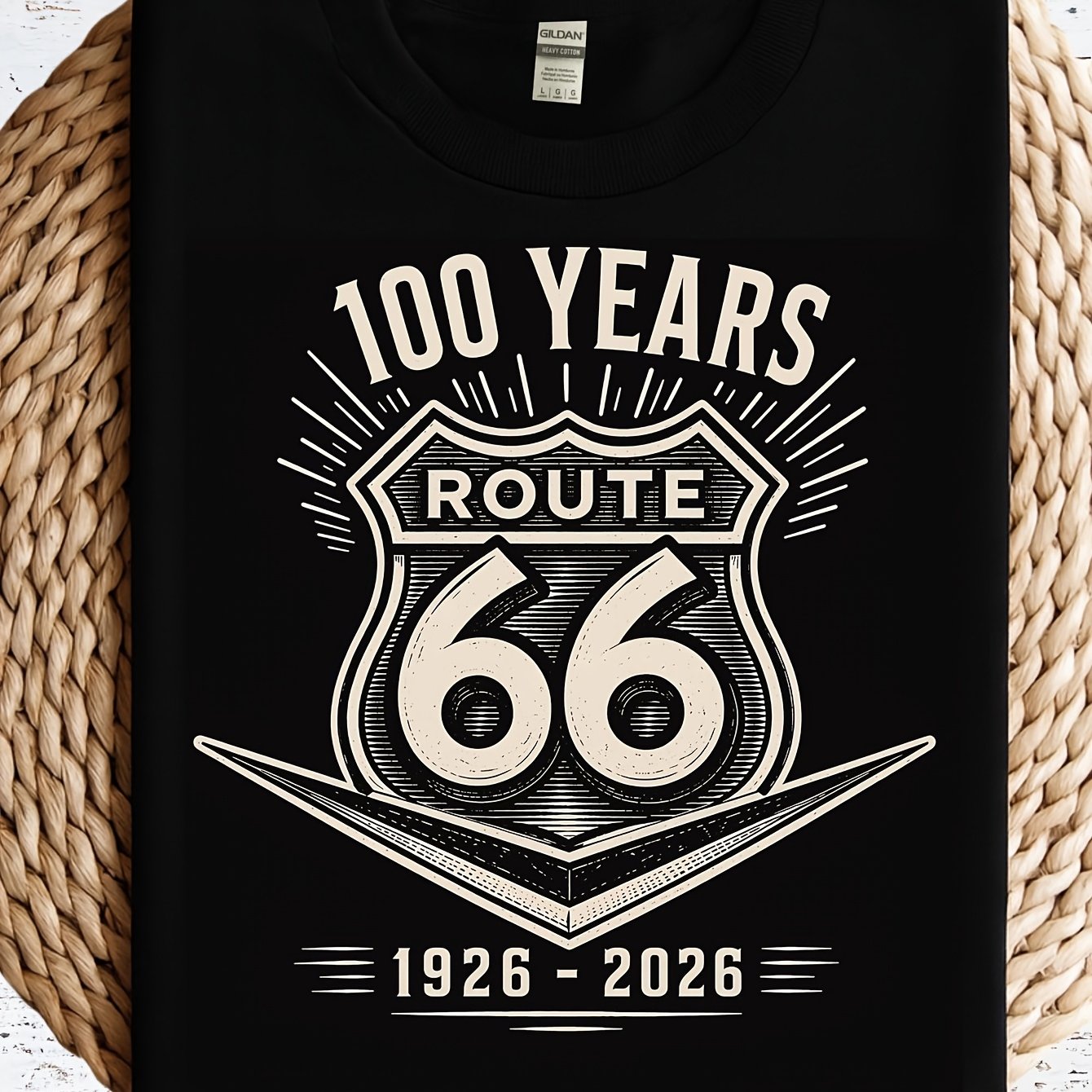 Image of Men's T-shirt Heavy Cotton Retro Classic Car & Map Print Crewneck Casual Tee Suitable For Road Trips, Highway Travel Apparel, Iconic Mother Road (s-3xl)