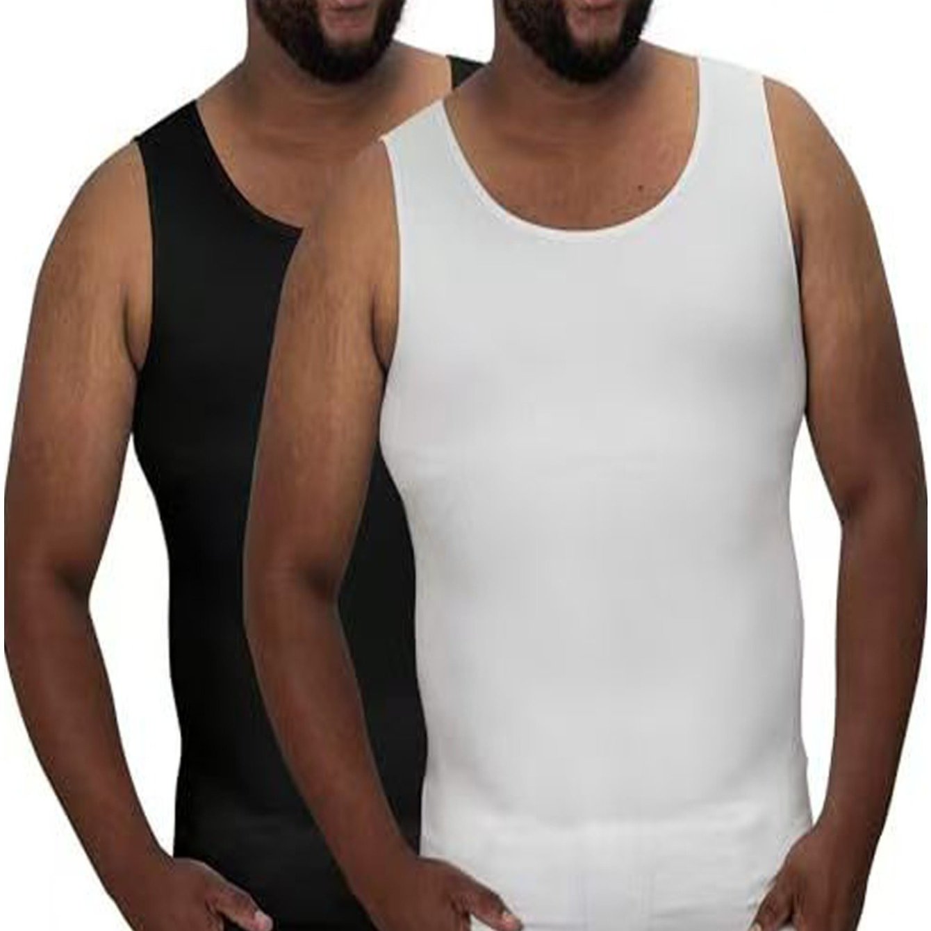 TEMU Big Size Men's Compression Sleeveless Shirt High Stretch Knit Fabric, Solid Color, Skinny Fit, Crew Neck, Athletic Vest For Workout & Casual