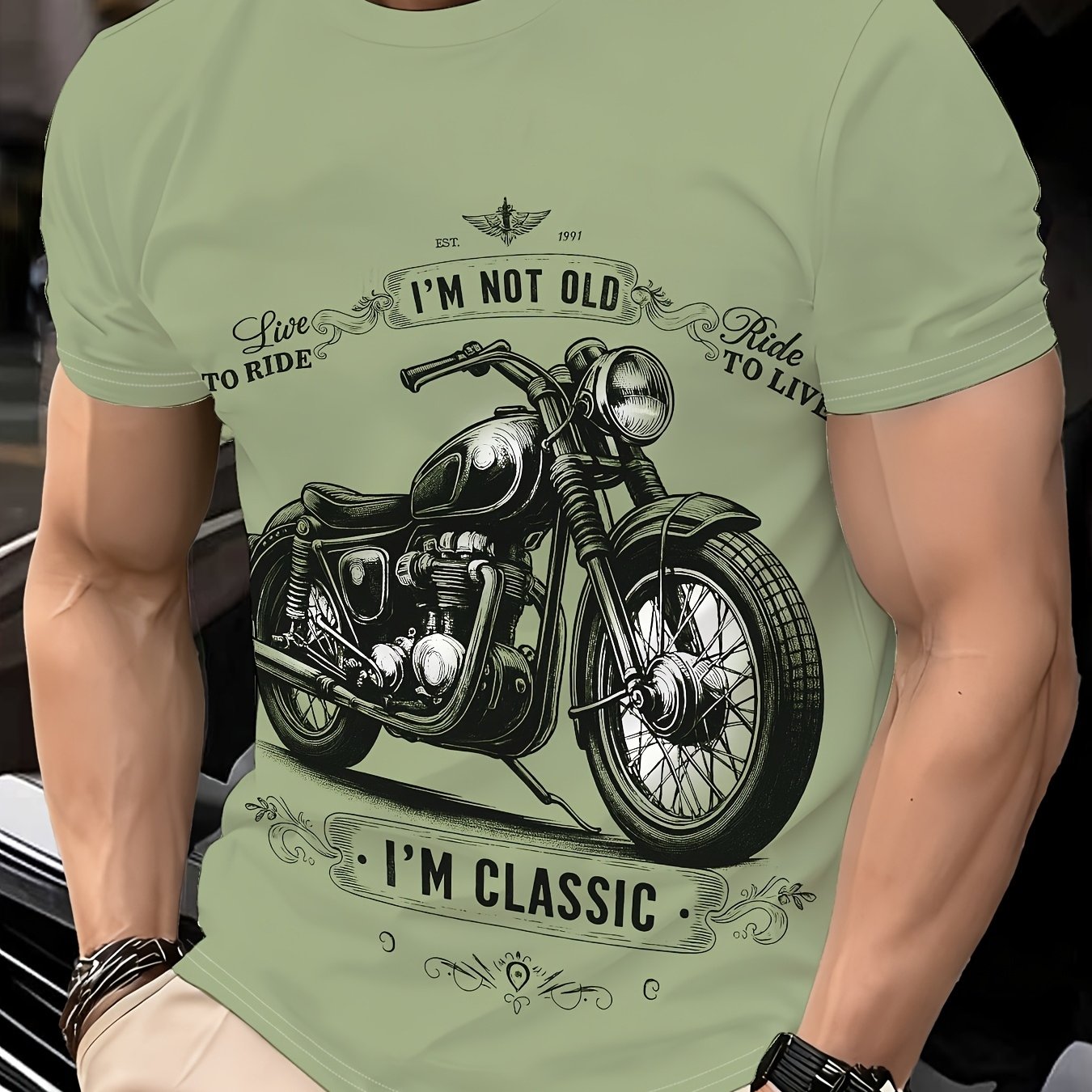 TEMU [printed Design - Not Textured] Men's Stylish Casual T-shirt - Made Of 100% Polyester, Featuring A Round Neck And Short Sleeves, Perfect For