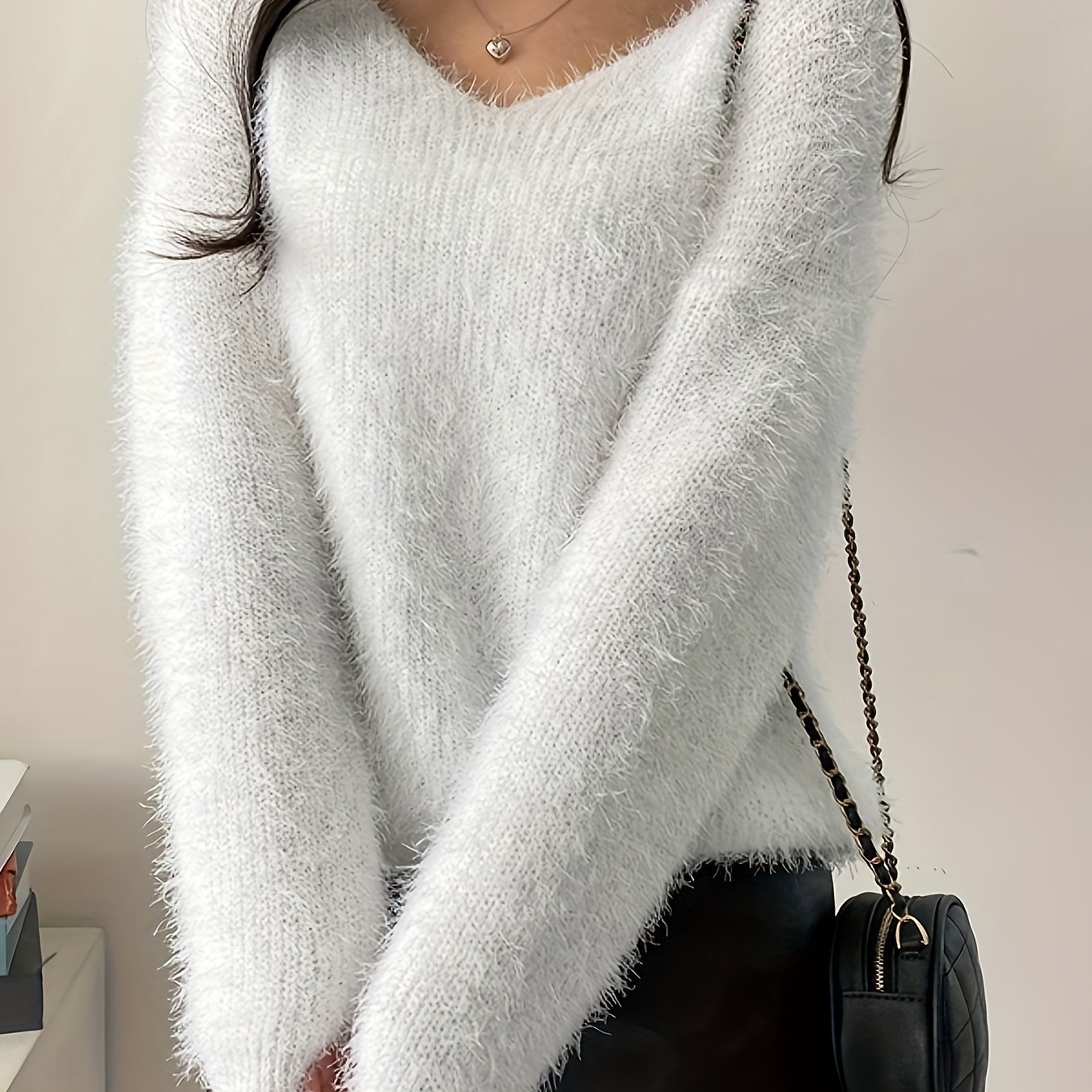 Solid Shoulder Sweater