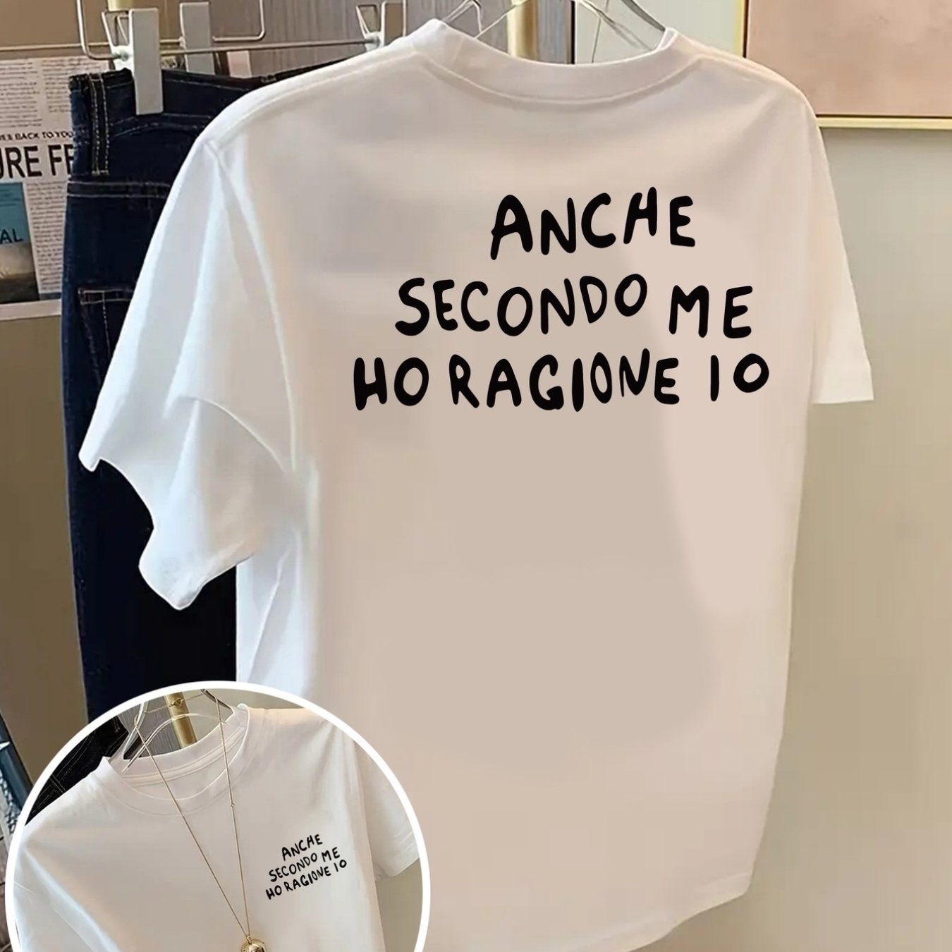 TEMU T-shirt a maniche corte con stampa fronte e retro - Slogan , opinione - Maglietta stampata trendy da donna per estate, dichiarazione di moda,