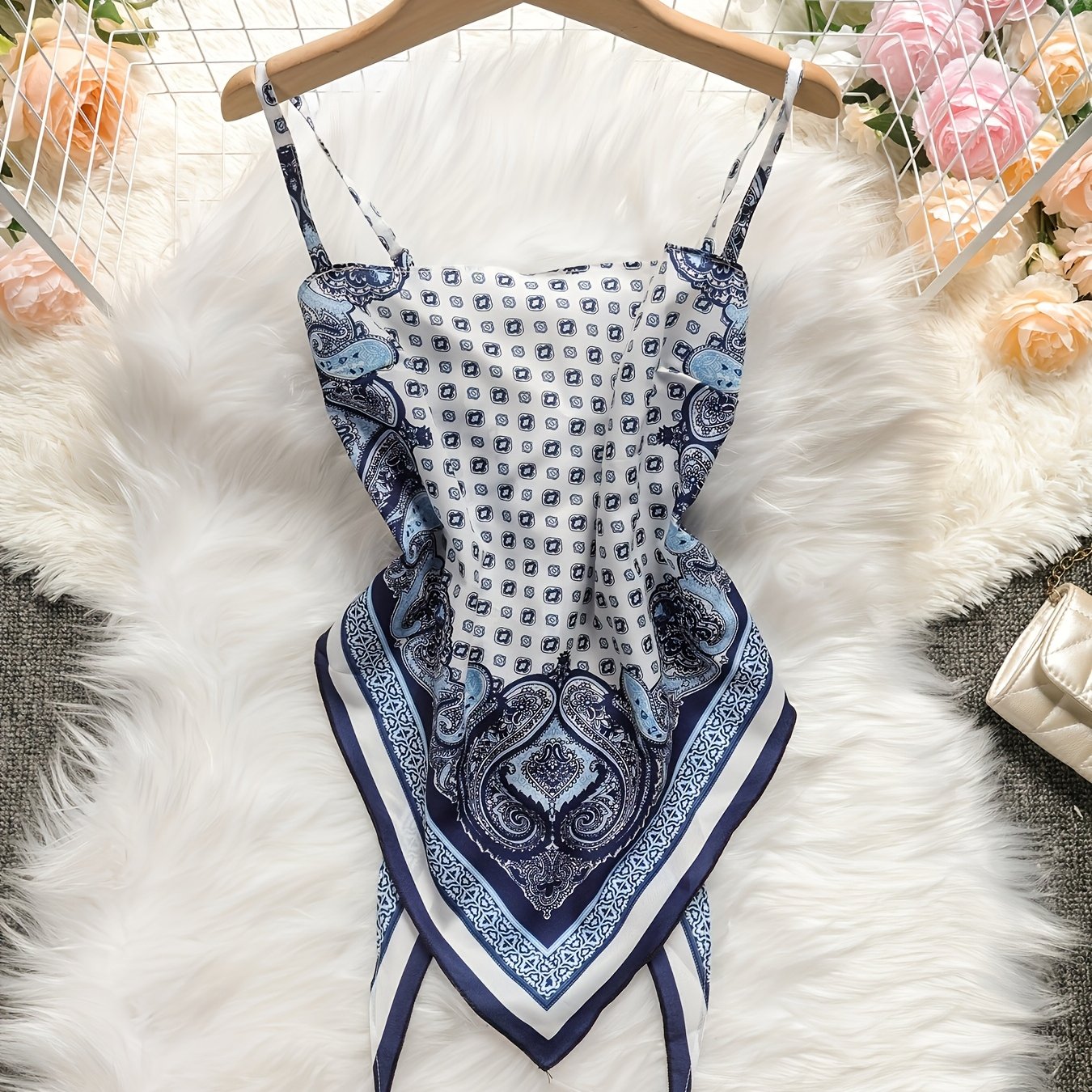 E-shop Damen Bandeau-Cami-Top mit Druck, sexy rückenfrei und mit Bindeband