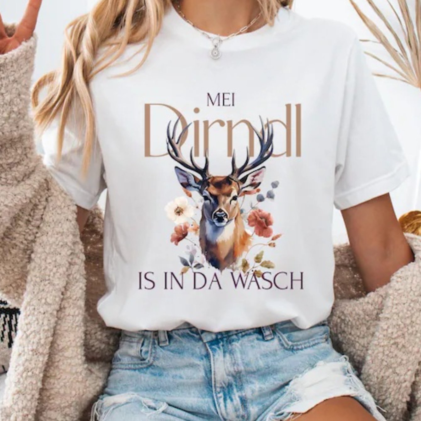 Image of Plus Size - Women's T-shirt Mei Dirndl Washed Traditional Shirt - Folk Festival Gift | Oktoberfest Statement Shirt, Autumn, Funny Dirndl