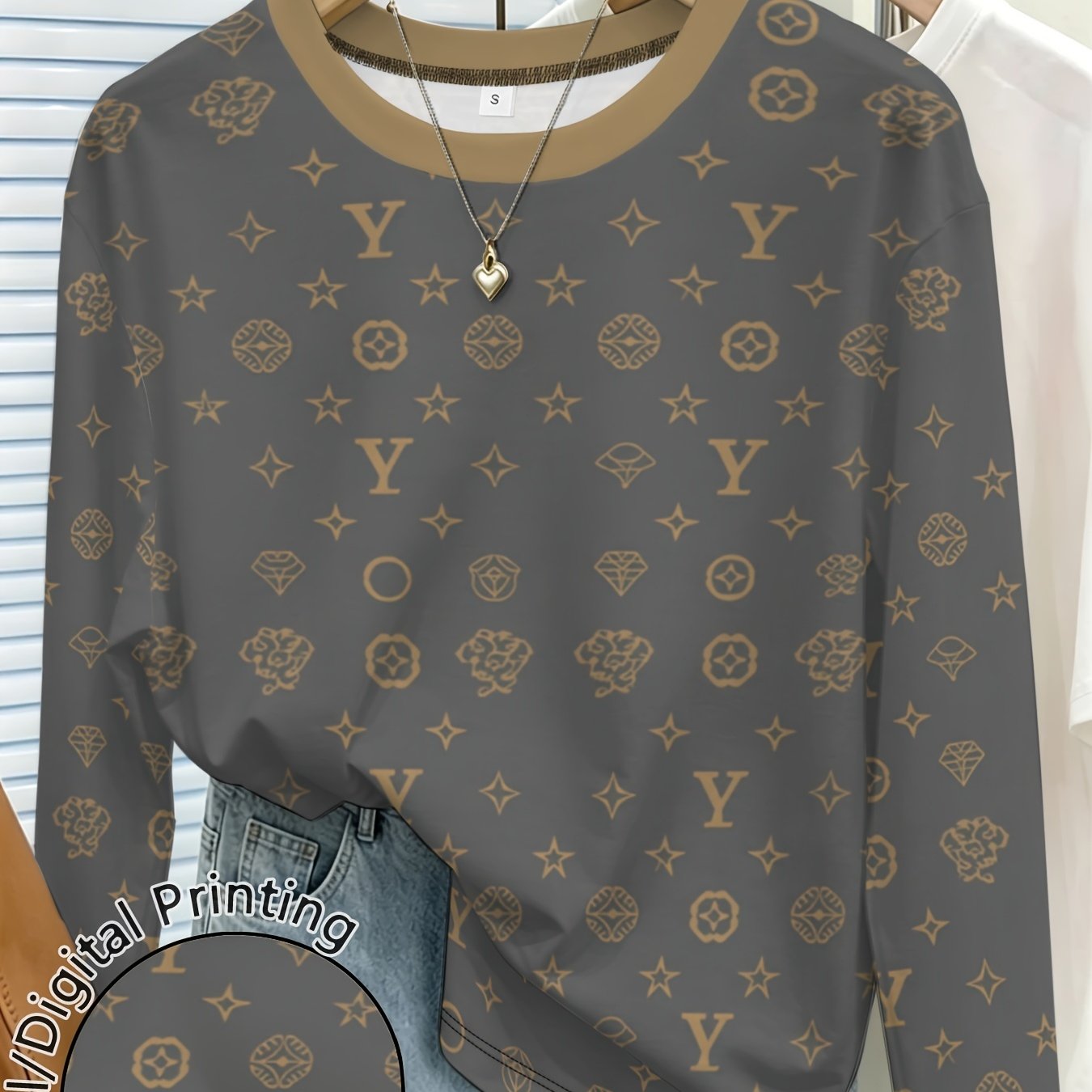 TEMU Plus Size - Fashionable Letter-printed Women's Long-sleeve Top, Versatile, Loose-fitting, , Suitable For Everyday Wear, Casual, Comfortable,