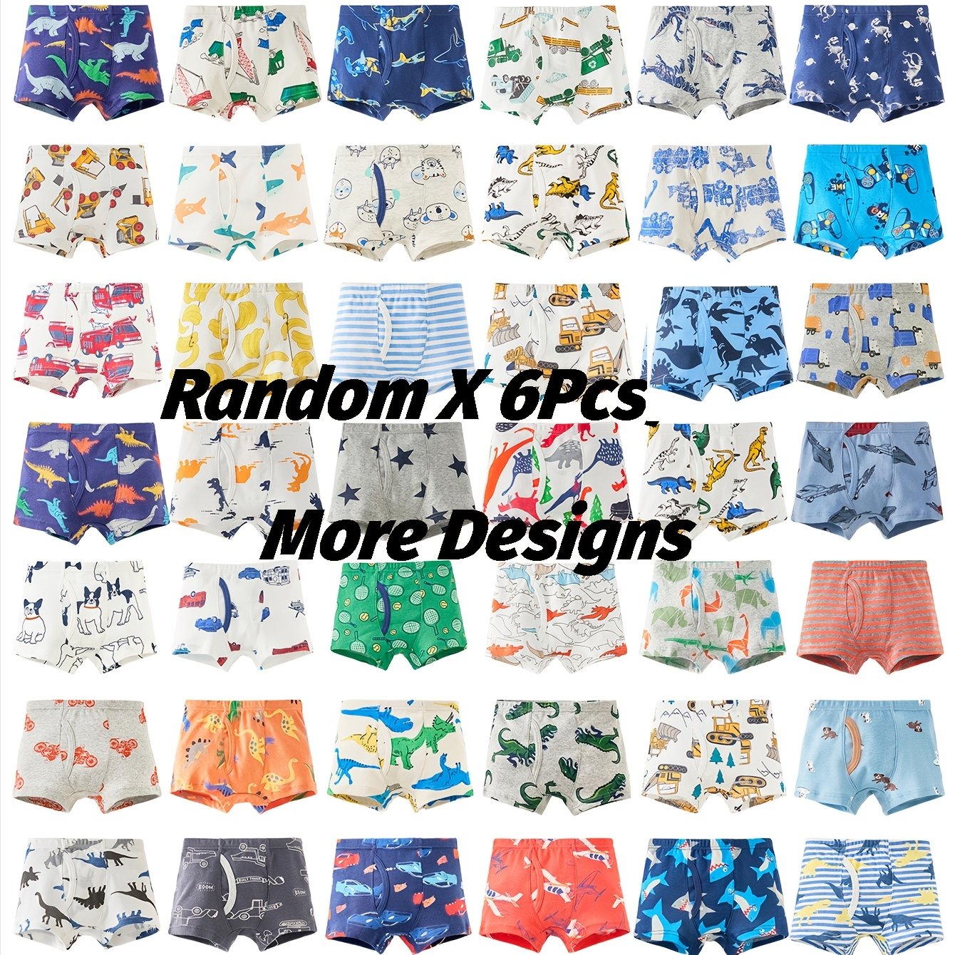 Image of 6pcs Per Set Random Boys' Boxers Cartoon Pattern 100% Comfortable Fabric