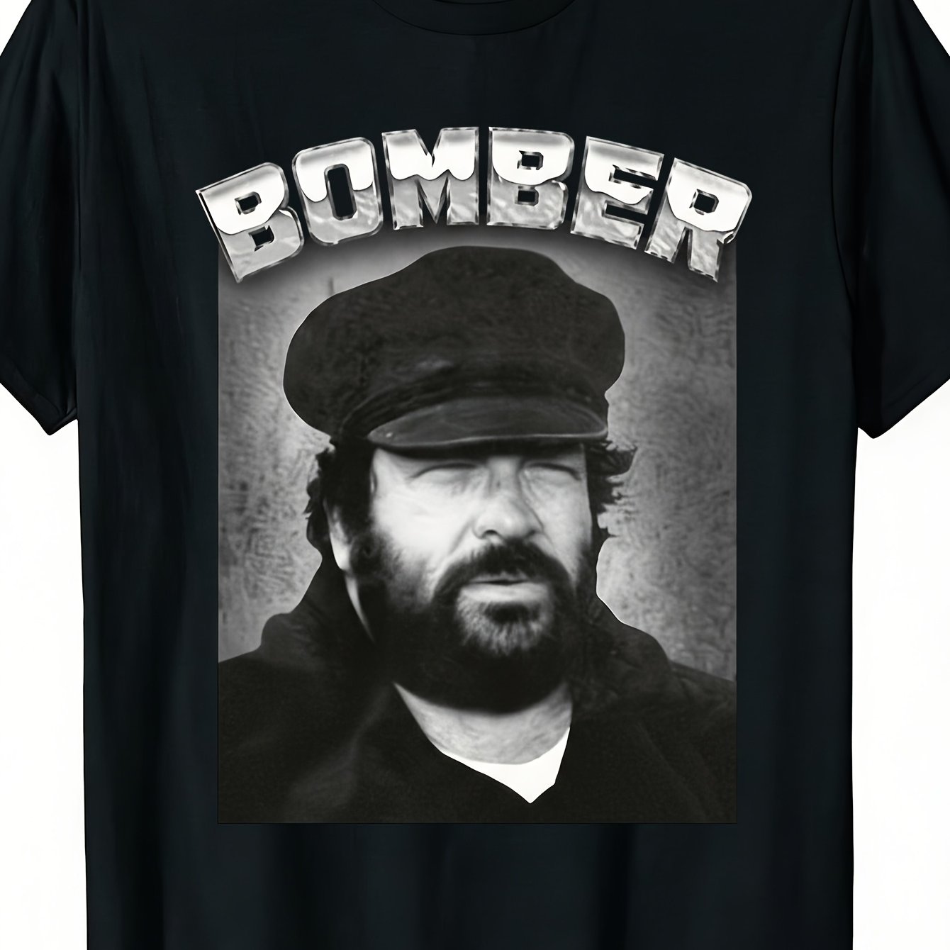 Image of Men's Bud Vintage Graphic T-shirt, Soft Breathable Western Tee With Iconic Actor Print, Fit Casual Shirt For Themed Events And Casual Attire, Classic Round Neck, Plus Size Plus Size, Plus Size