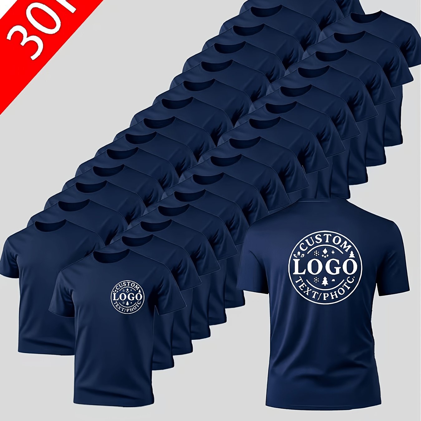 TEMU 30pcs Customizable T-shirts - Add Your Own Photo/selfie, Soft And Breathable Fabric, Ideal Unisex Short Sleeve Crew Neck For , For Any Occasion,
