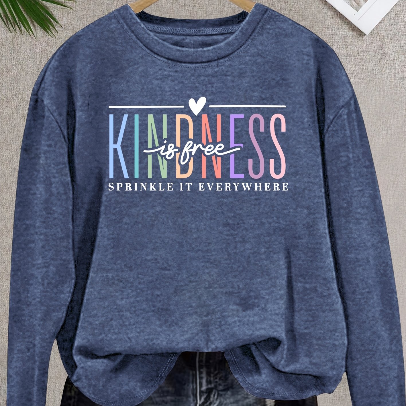 TEMU Elegant Party Women's " Sprinkle It Everywhere" Pattern Printed Round Neck Women's Spring Summer Autumn Winter Long Sleeve T-shirt, Fashionable