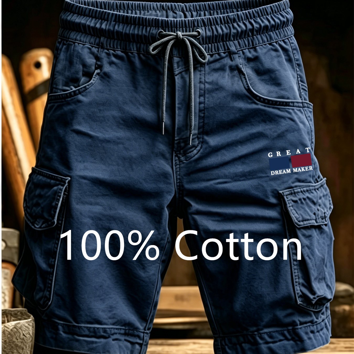 100% New Summer Fashion Solid Color Men's Work Shorts Casual Multi-pocket Running Commuting Shorts