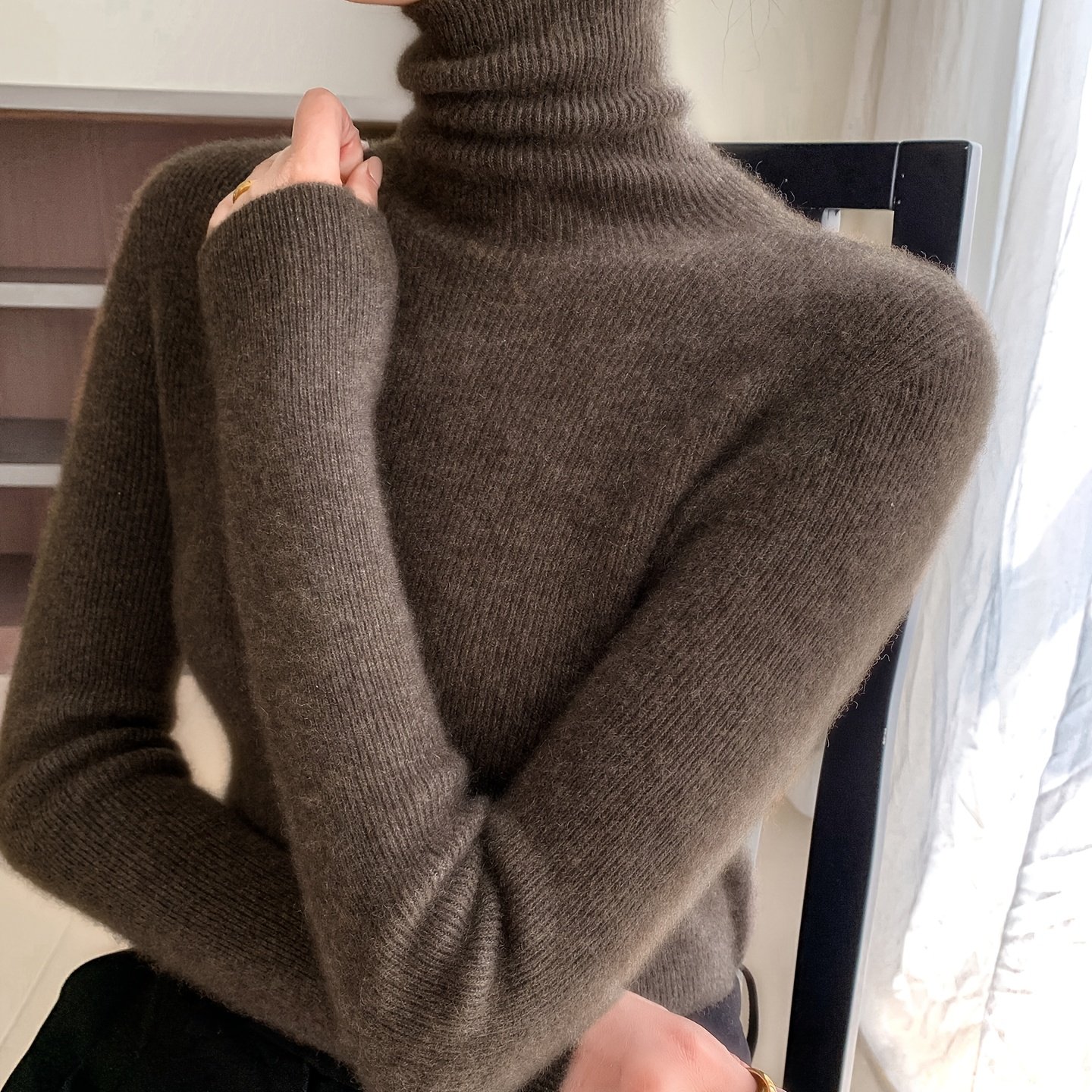 TEMU Women' Turtleneck Top - Slim Fit 1pc Base Layer, Anti-pill Thermal Innerwear (winter Essential)
