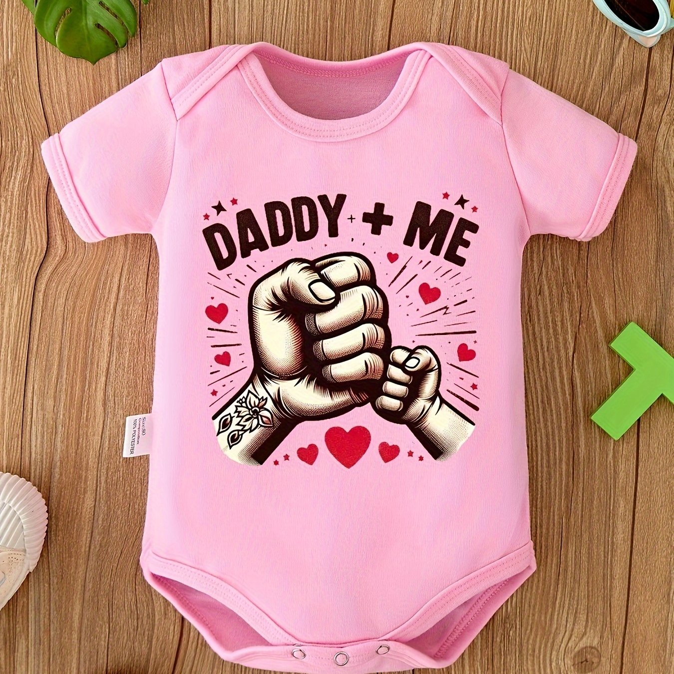Image of Daddy+me Letter Baby Short-sleeved Romper Summer Newborn Short-sleeved Climbing Suit Newborn Gift, For Outdoor