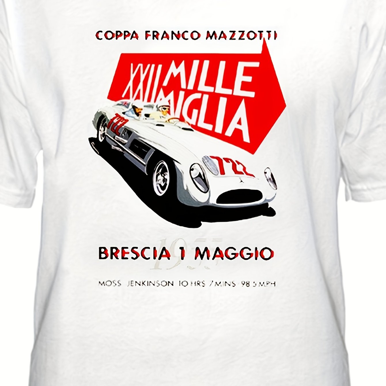 TEMU Men's Mille Miglia Vintage T-shirt - Retro Design With Classic Car Logo & Brescia- Route, 1960s Rally Suitable For Parties, Gift For Boyfriend,