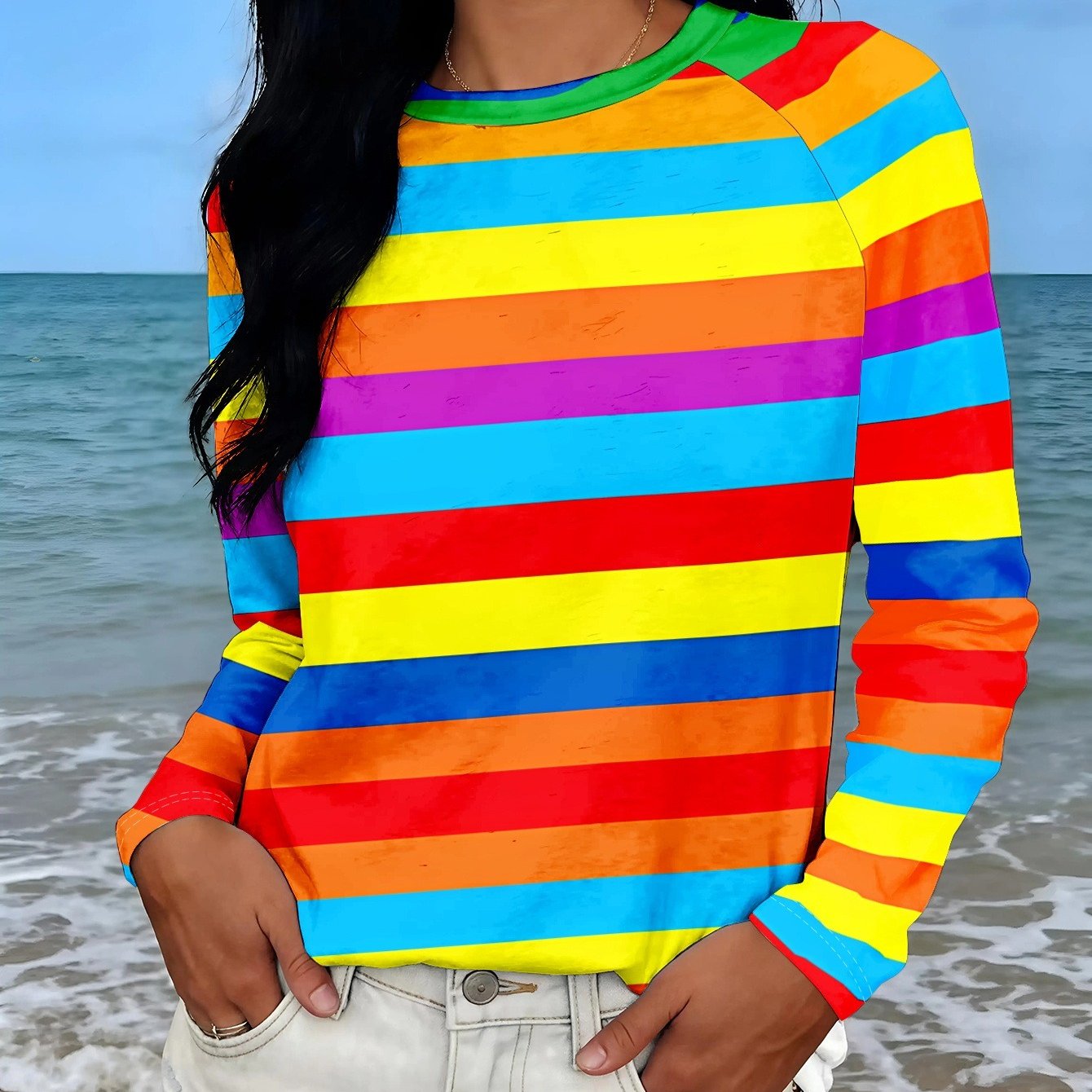 TEMU Women's Casual Round Neck Printed T-shirt With Multiple Colorful , Vibrant And - Suitable For : Spring, Summer, Autumn, Winter. Comfortable
