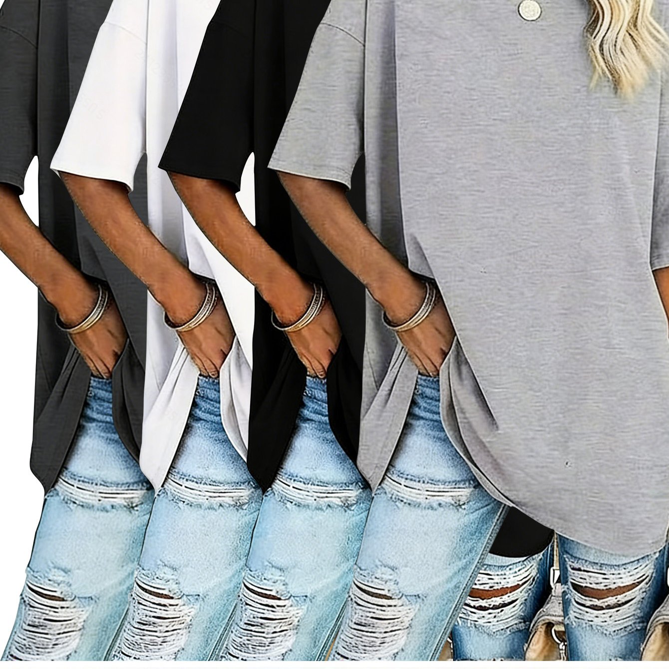 TEMU T-shirt à imprimé de lettres, haut décontracté à manches courtes et col rond pour l'été et , vêtements pour femmes