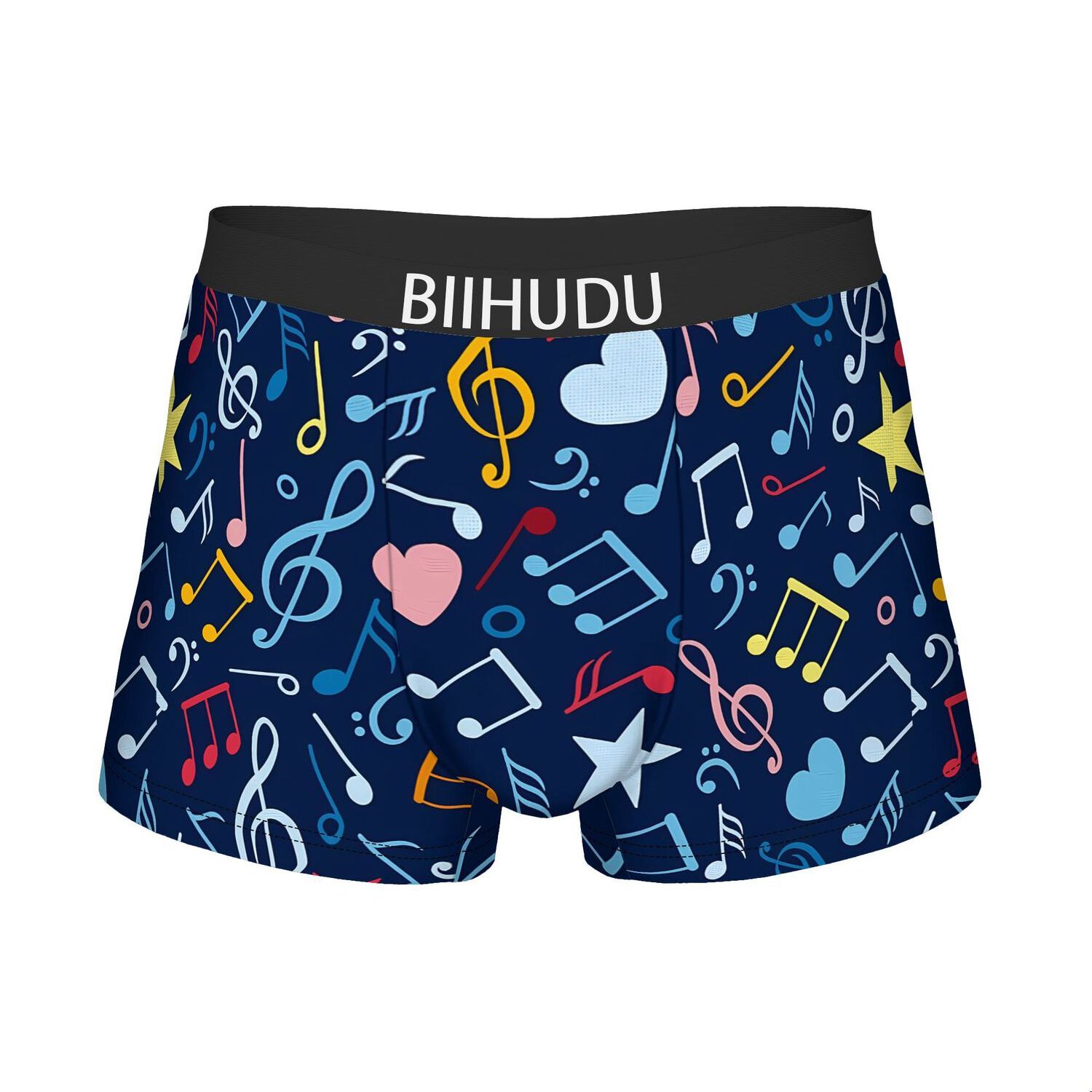 TEMU 2d Print Design Music Notes Guitar Underwear For Man, Soft Breathable Boxers Shorts With