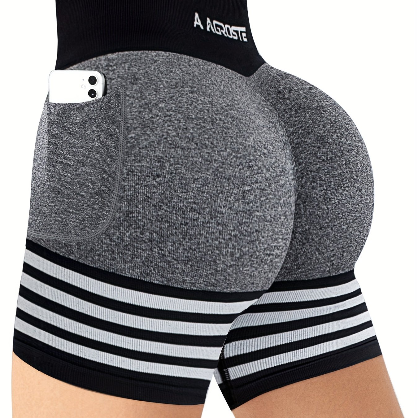 High Rise Athletic Scrunch Bum Shorts With Pockets-AAGROSTE